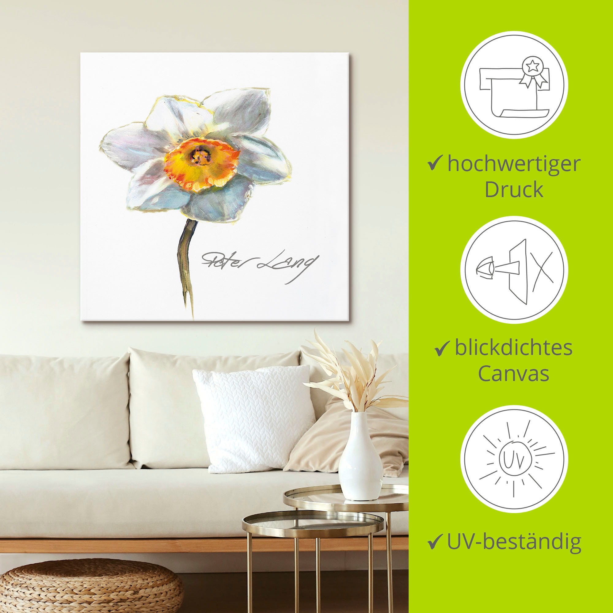 Artland Leinwandbild »Blume_weiß VIII«, Blumen, (1 St.), auf Keilrahmen gespannt