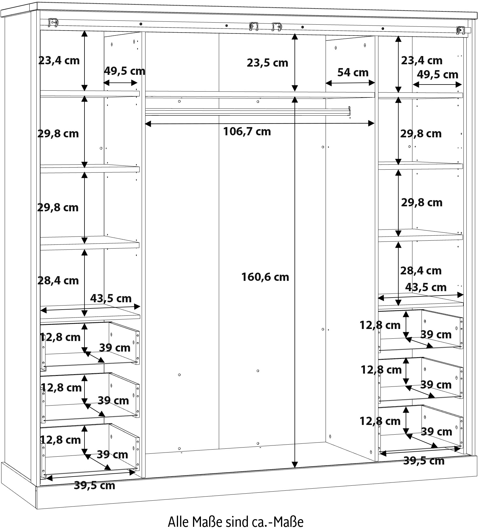 FORTE Kleiderschrank, mit Beleuchtung