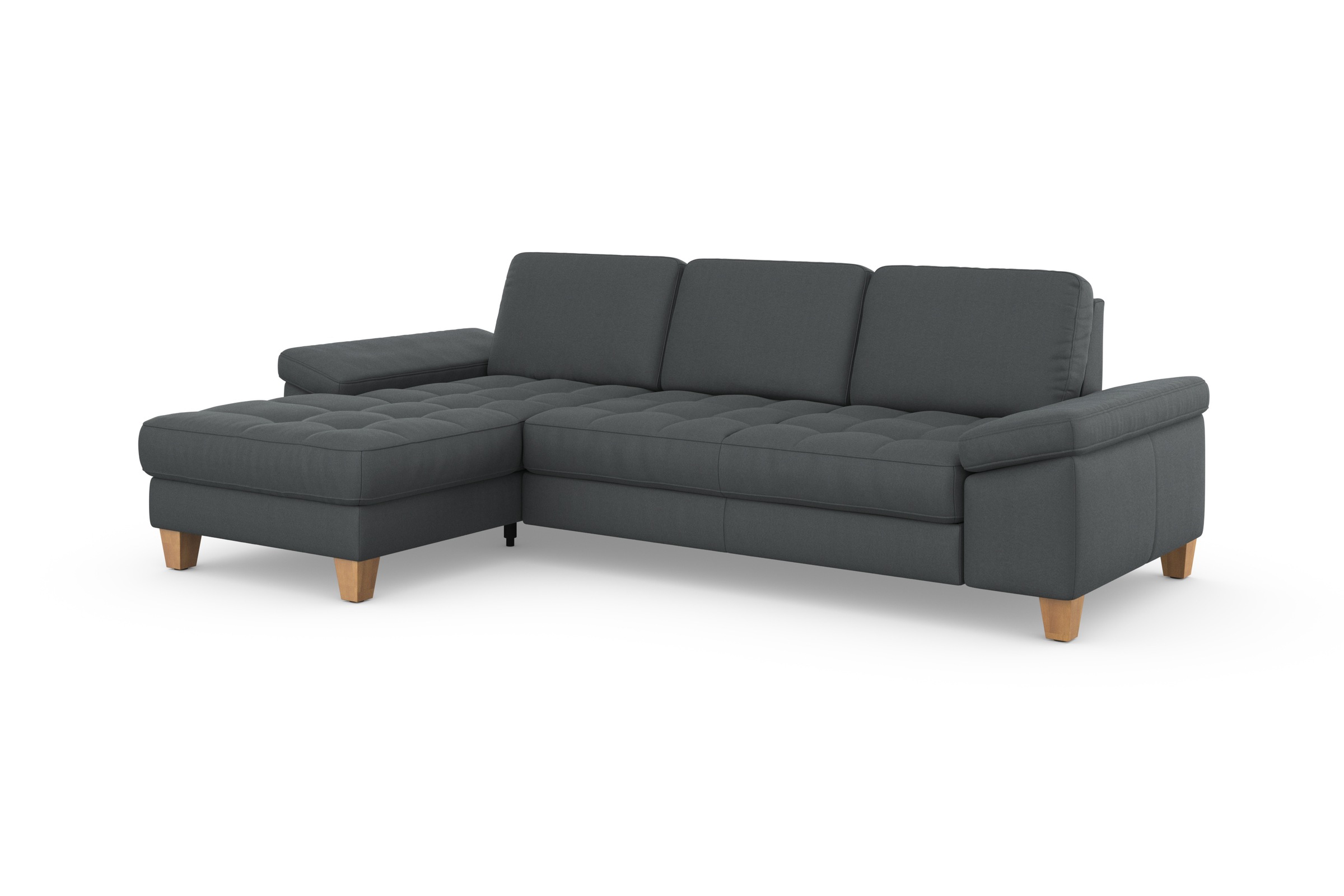 sit&more Ecksofa »Westham L-Form« mit Recamiere, mit oder ohne Bettfunktion, Bettkasten, Füße Eiche