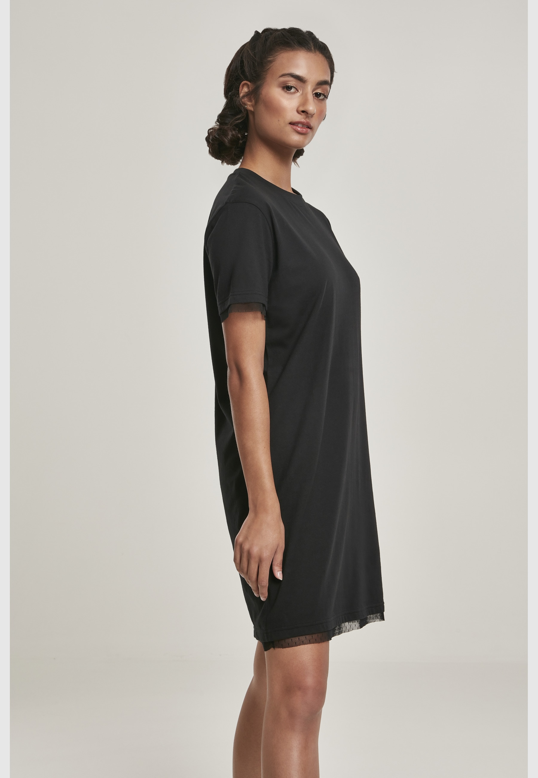 URBAN CLASSICS Shirtkleid »Urban Classics Damen Ladies Boxy Lace Hem Tee Dress« 1 Stk. tlg.