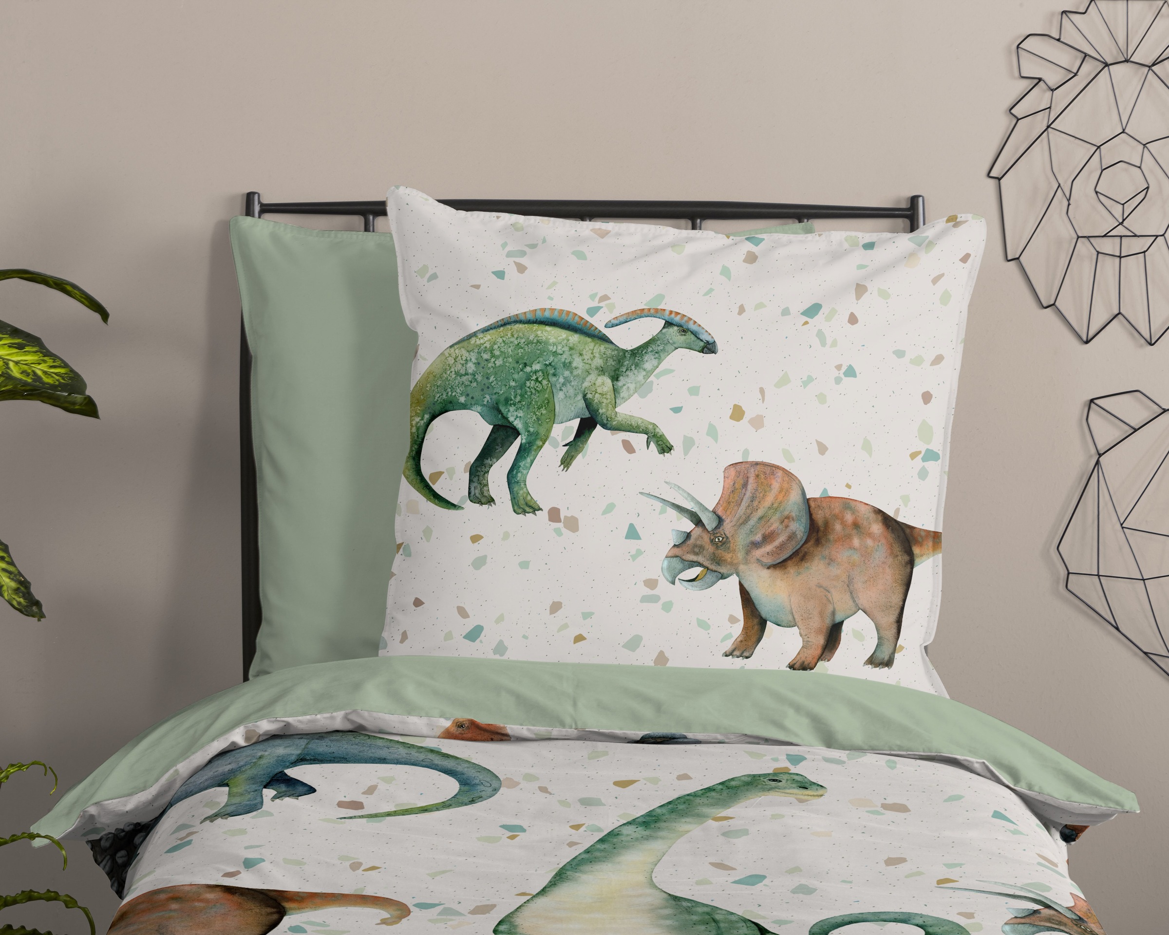 Thumbnail - PURE luxury collection Kinderbettwäsche "Jura" 2 Stk. tlg. Mikrofaser, 135x200, 2 Teilig, Wendeoptik, Kind, Junge, Dino