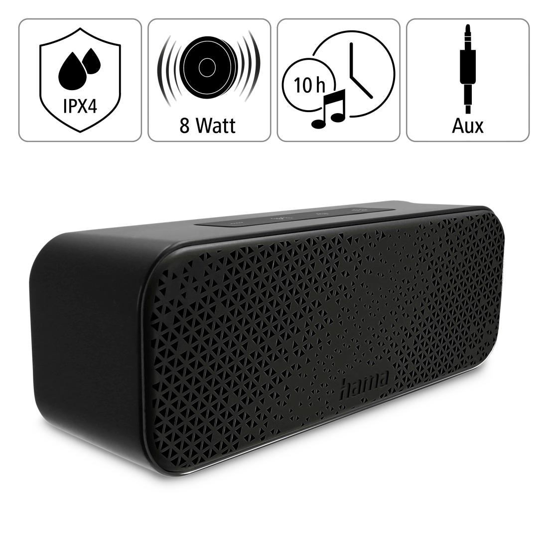 Hama Bluetooth-Lautsprecher »Tragbare Bluetooth IPX4 Box,10h Akku Laufzeit, wasserdicht«, Outdoor Musikbox mit Karabiner