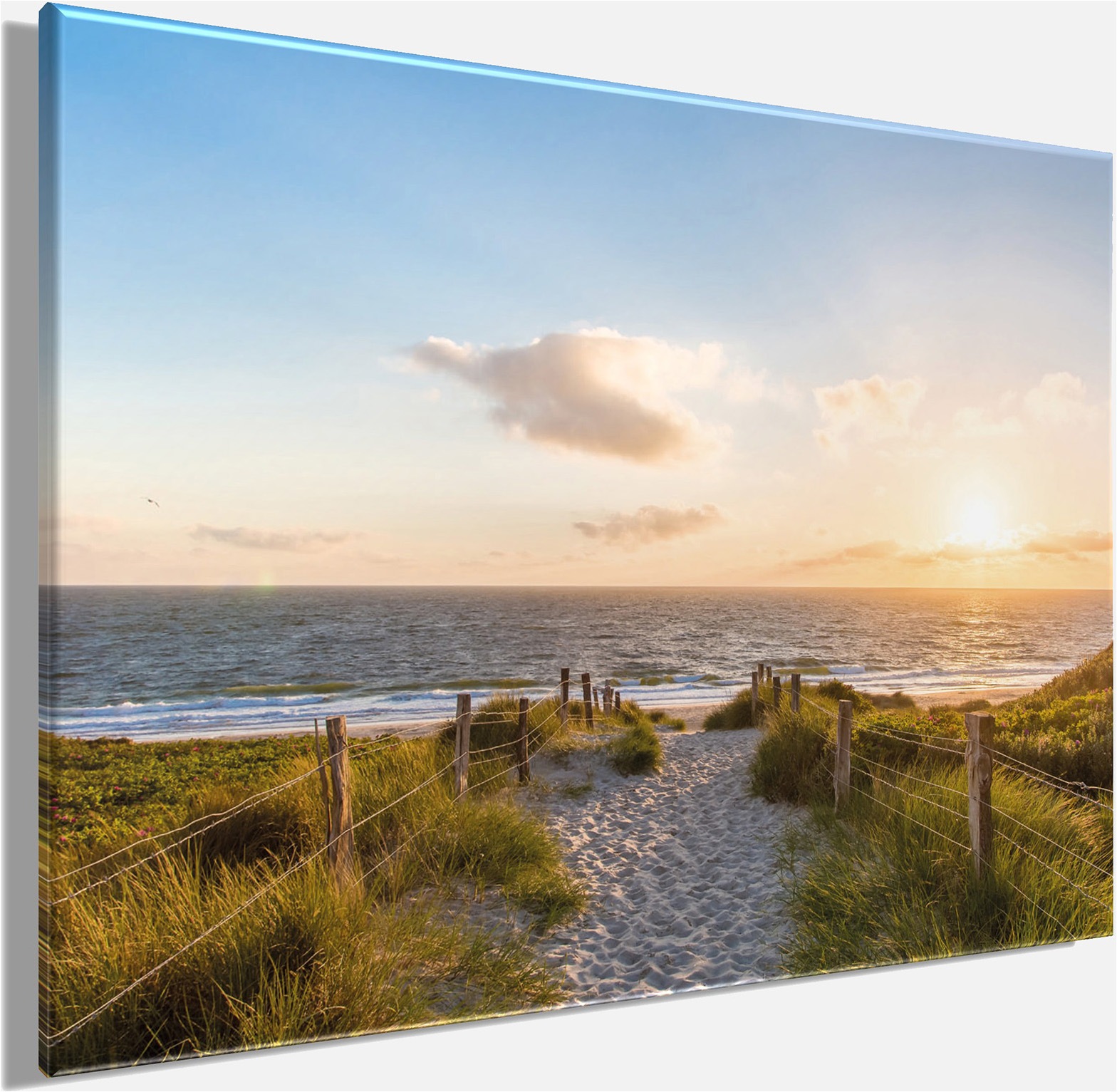 Bönninghoff Leinwandbild »Wandbild STRAND – Leinwandbild Keilrahmen Deko modern« Meer | Sonnenuntergang | Strand 1 Stk. tlg. auf Keilrahmen gespannt