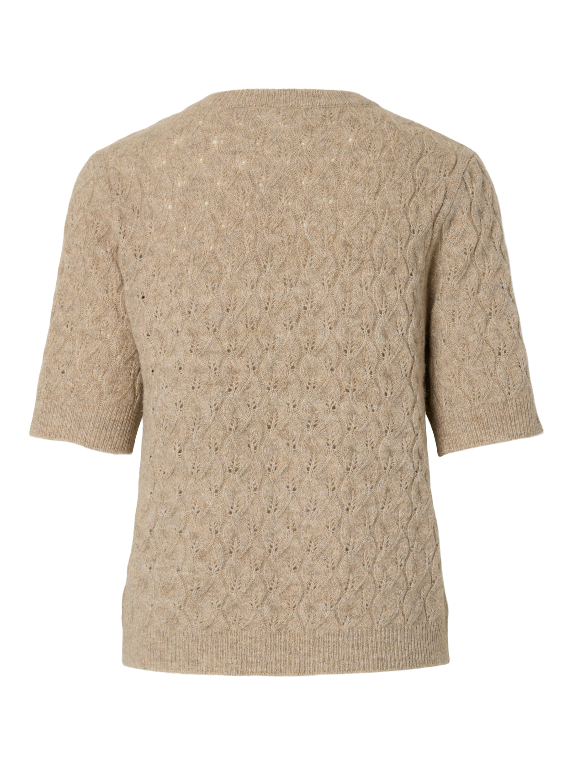 pieces Strickpullover »PCLELOU SS O-NECK KNIT NOOS BC« mit Ajourmuster