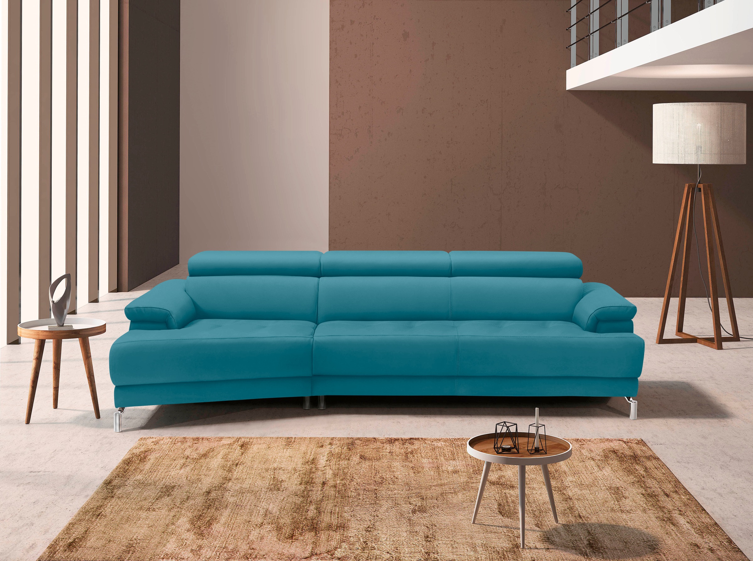 Egoitaliano Ecksofa »Soul, extravagantes Designsofa, Megasofa, super bequem, tolle Details«, mit Trapez-Abschlußelement, inkl verstellbarer Kopfteile