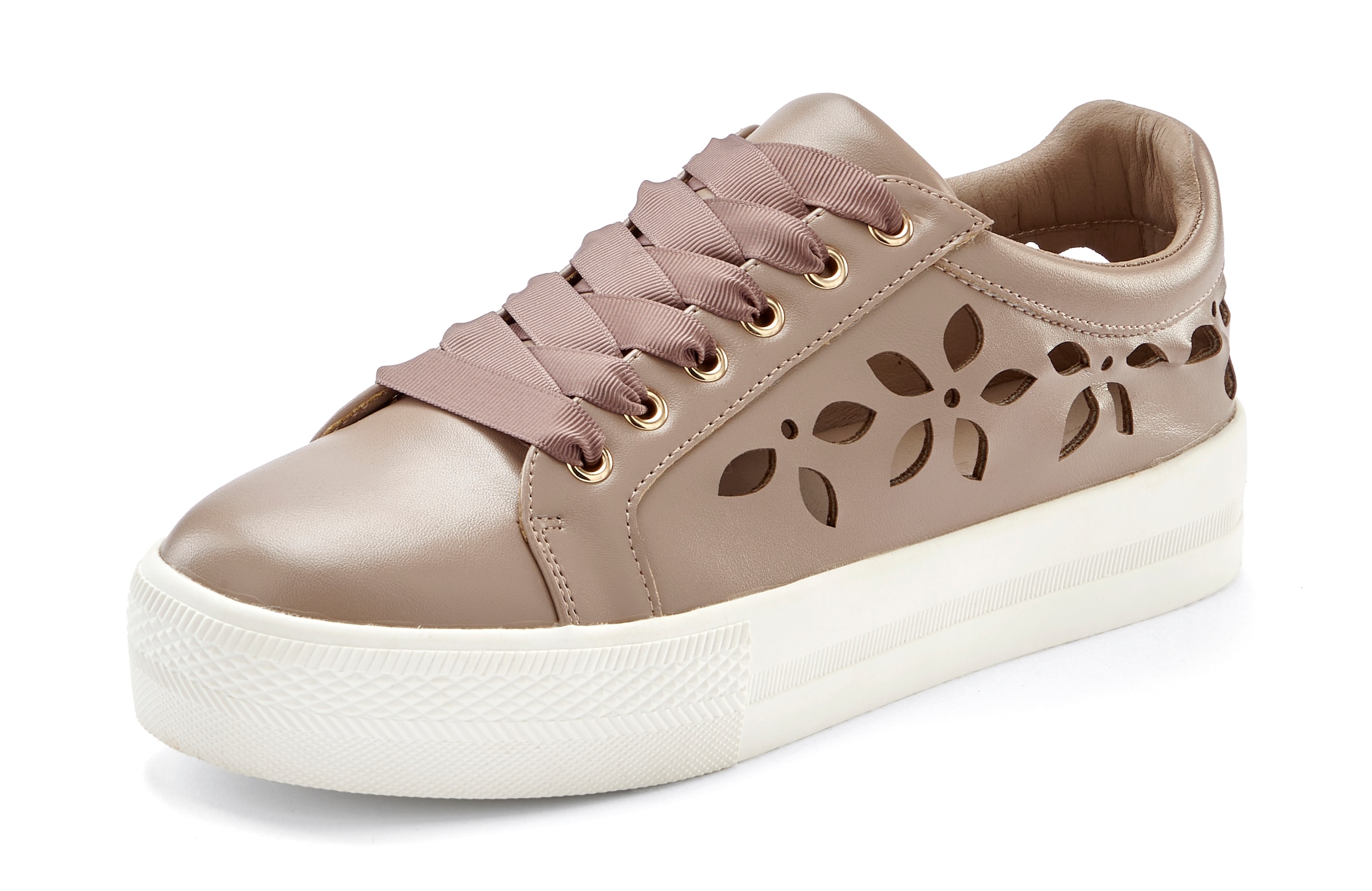 LASCANA Sneaker, mit kleinen Cut-Outs, Schnürhalbschuhe, Freizeitschuhe VEGAN