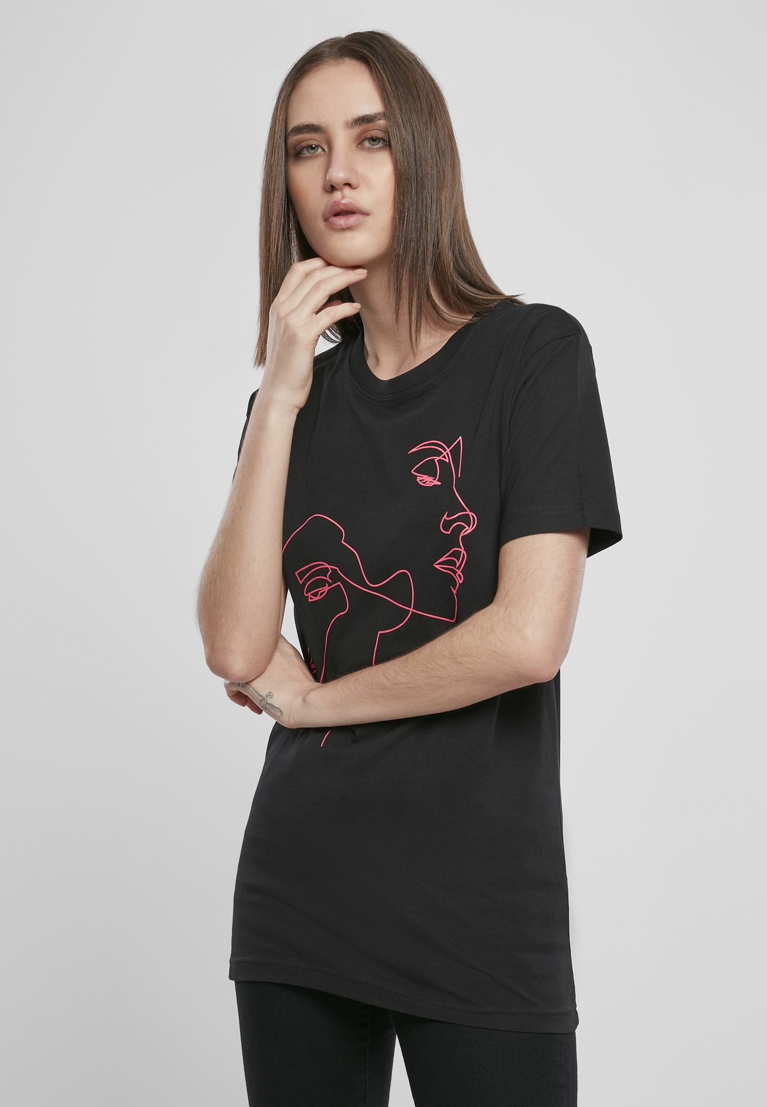 MisterTee Kurzarmshirt »Damen Ladies One (1 tlg.) Line kaufen für BAUR | Tee«