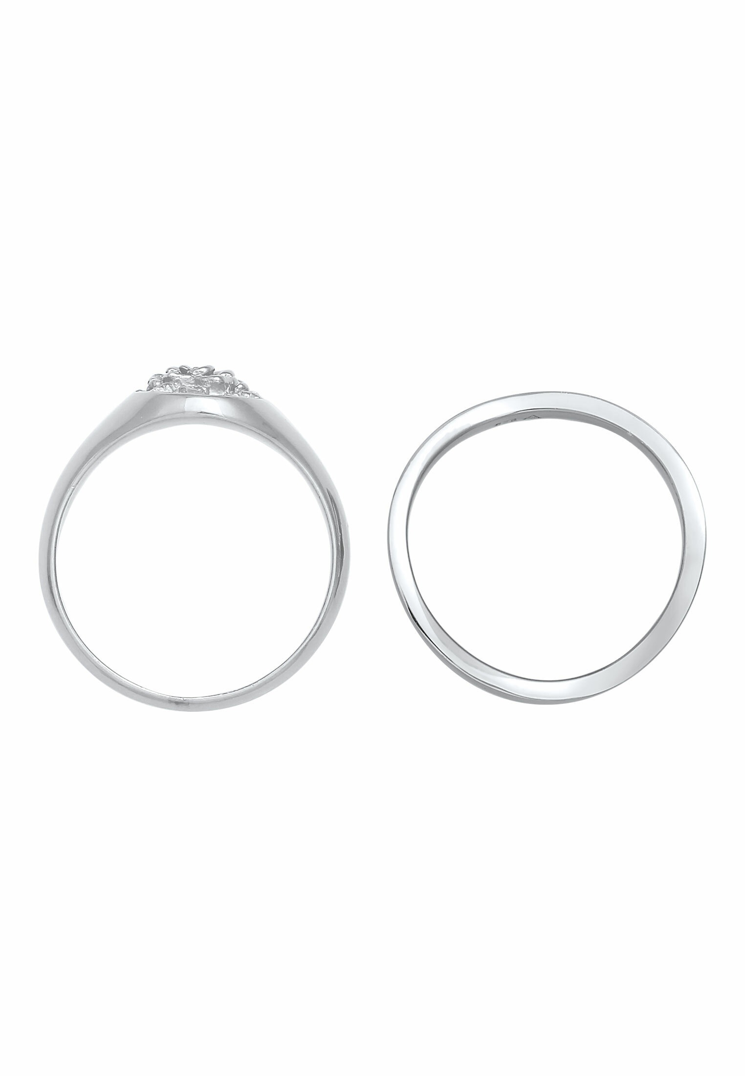 Elli Fingerring »Siegelring Rose Basic Ring 2er Set 925 Silber«