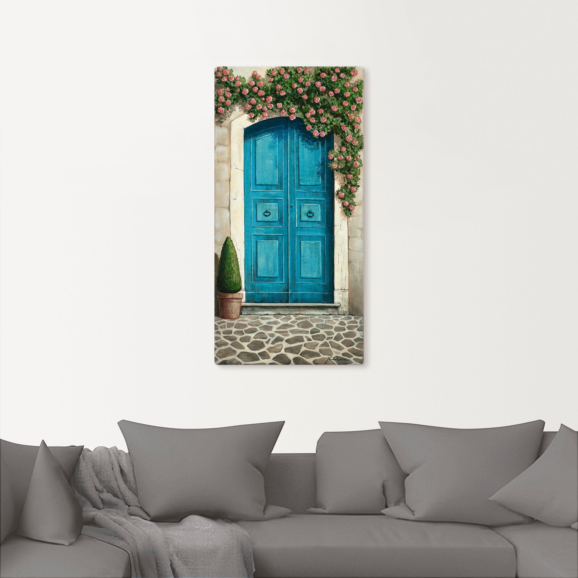 Artland Wandbild "Blaue Tür mit Kletterrosen", Fenster & Türen, (1 St.), al günstig online kaufen