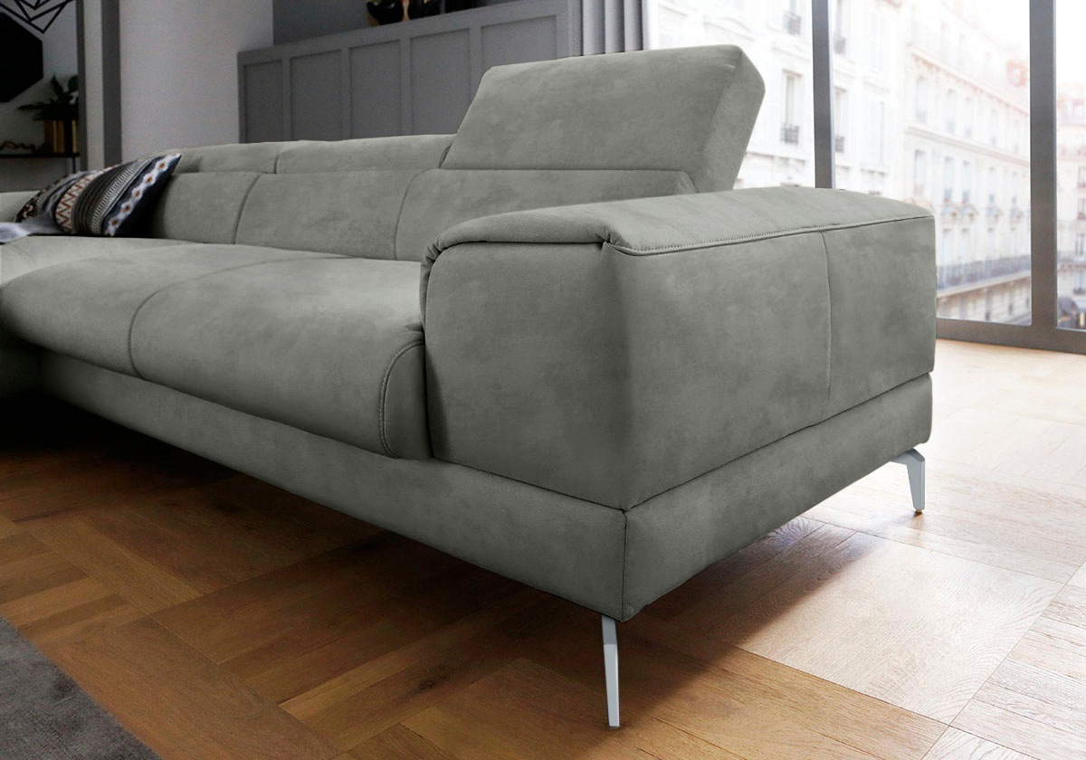 W.SCHILLIG Ecksofa »piedroo, Designsofa mit tollem Sitzkomfort, bequem und elegant, L-Form«, Kopfteilverstellung, wahlweise mit Sitztiefenverstellung, Breite 303cm