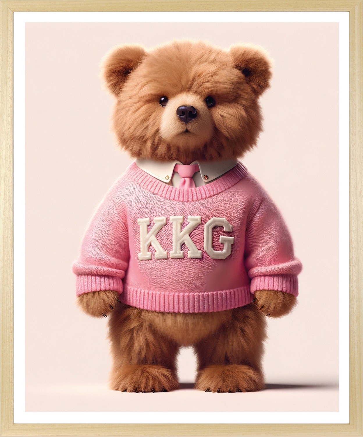 queence Bild mit Rahmen "Vintage Teddy Bär Mädchen mit Krawatte in rosa" Bä günstig online kaufen