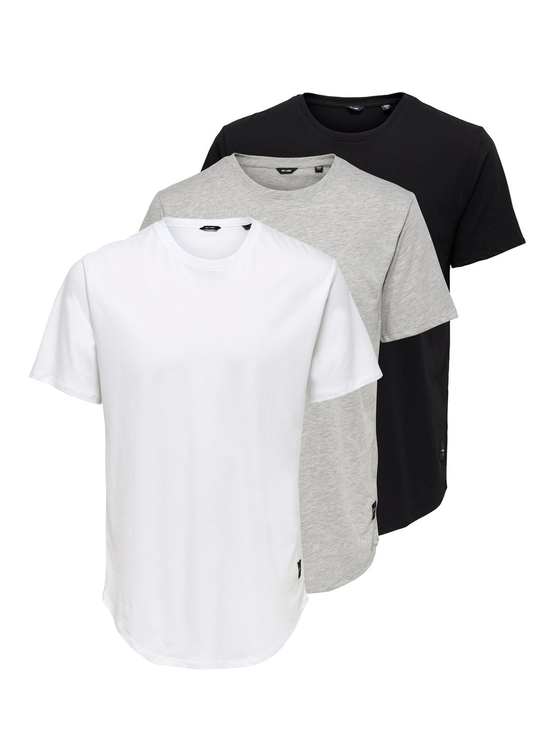 ONLY & SONS T-Shirt "ONSMATT LONGY SS TEE 3-PACK" Packung, 3 tlg. Baumwolle, relaxed fit