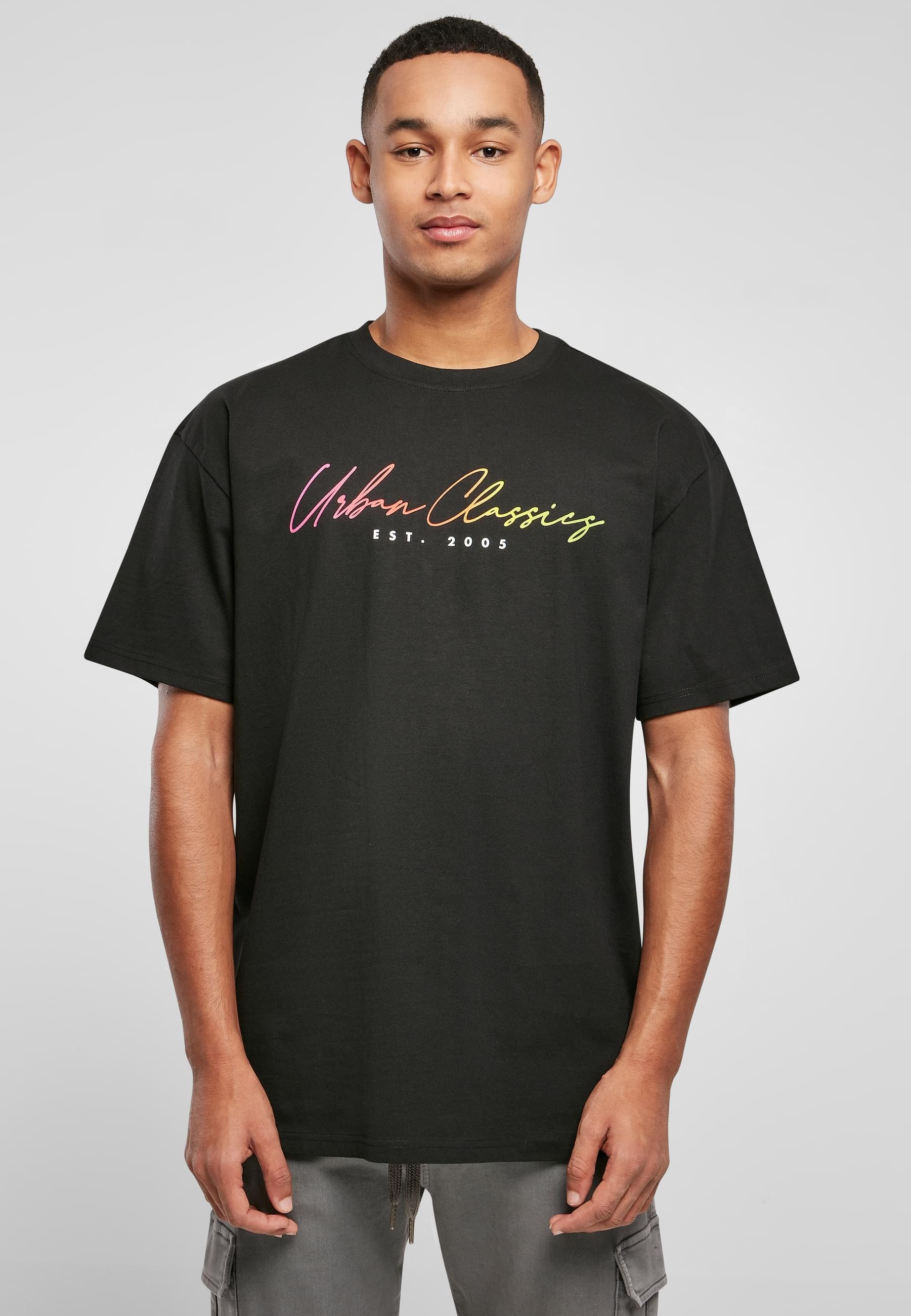 URBAN CLASSICS T-Shirt »Urban Classics Herren Script Logo Tee«, (1 tlg.)
