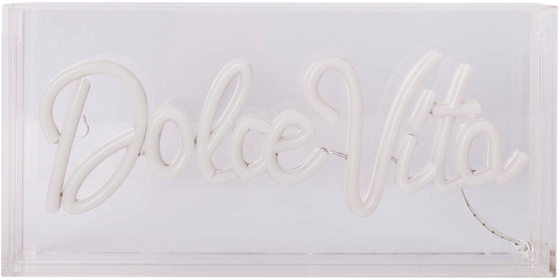 näve LED Dekolicht »DOLCE VITA«, 1 flammig, Leuchtmittel LED-Modul | LED fest integriert, Schriftzug beleuchtet blau rot, Tisch- Wandfunktion, transparent, USB