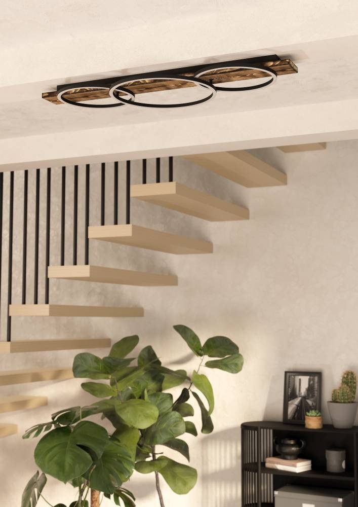 EGLO Deckenleuchte »BOYAL«, 3 flammig, Leuchtmittel LED-Modul | LED fest integriert, Deckenlampe Vintage, Flurlampe Decke in Schwarz, Braun, Weiß, L 101 cm