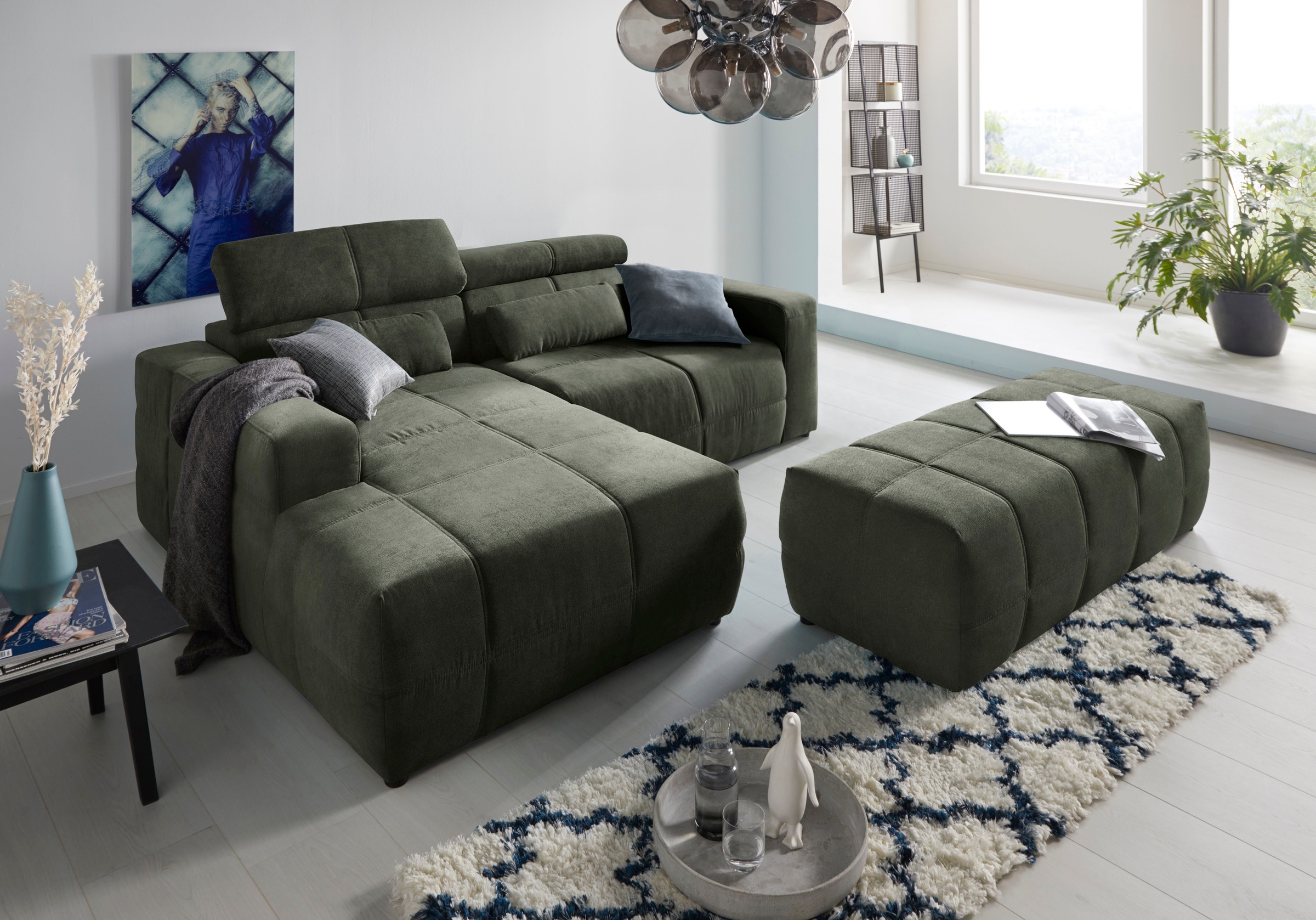 DOMO collection Ecksofa »Brandon kleine Ausführung B/T/H: 214/100/80 cm«, Mit Kopfteilverstellung, auch in Leder und Cord, L-Form