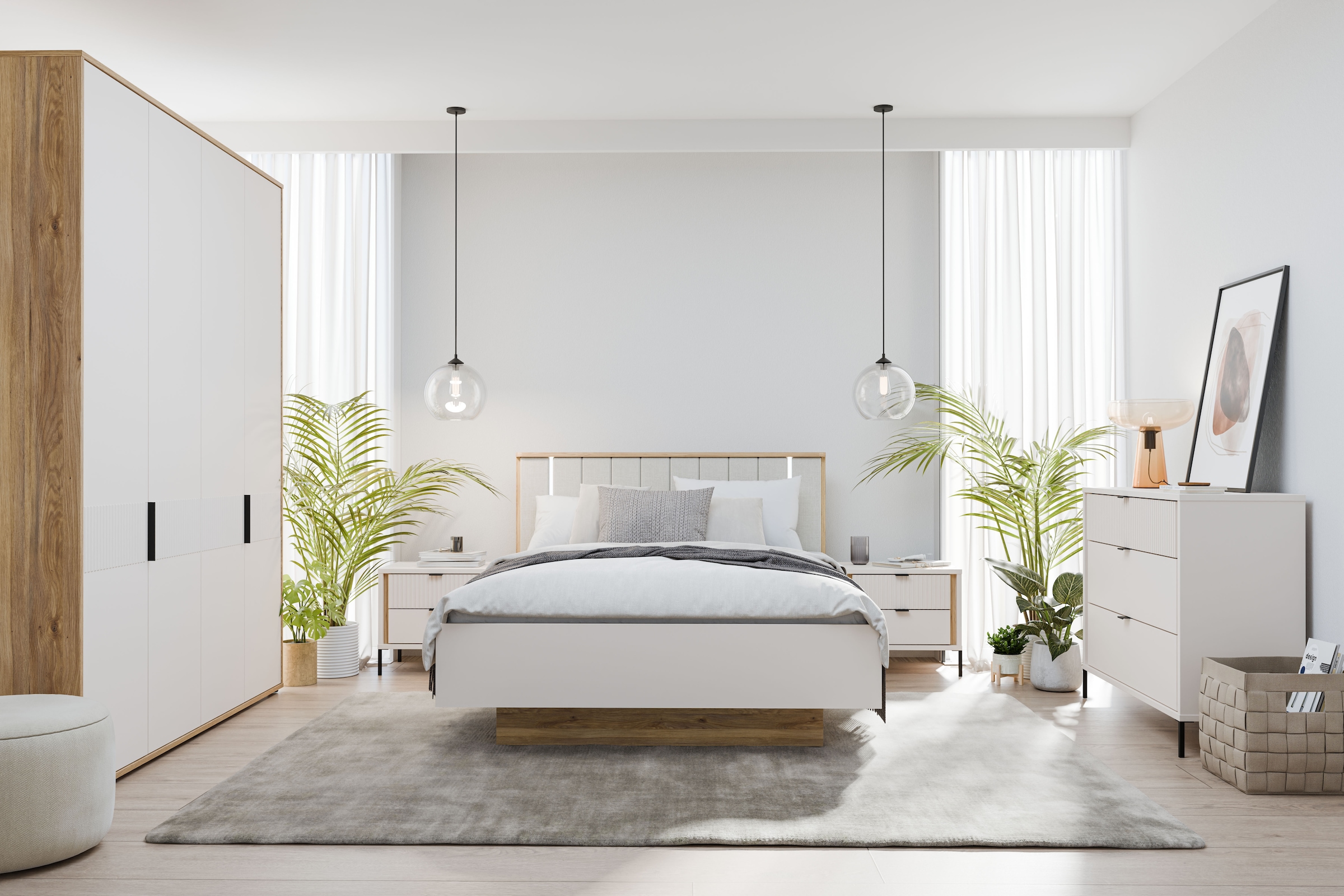 FORTE Nachtkommode »Forte Seravel Nako, Elegantes Nako, Schubkästen mit Vollauszug« B/H/T 54,4/48,8/41,5 cm, Metallfüße schwarz