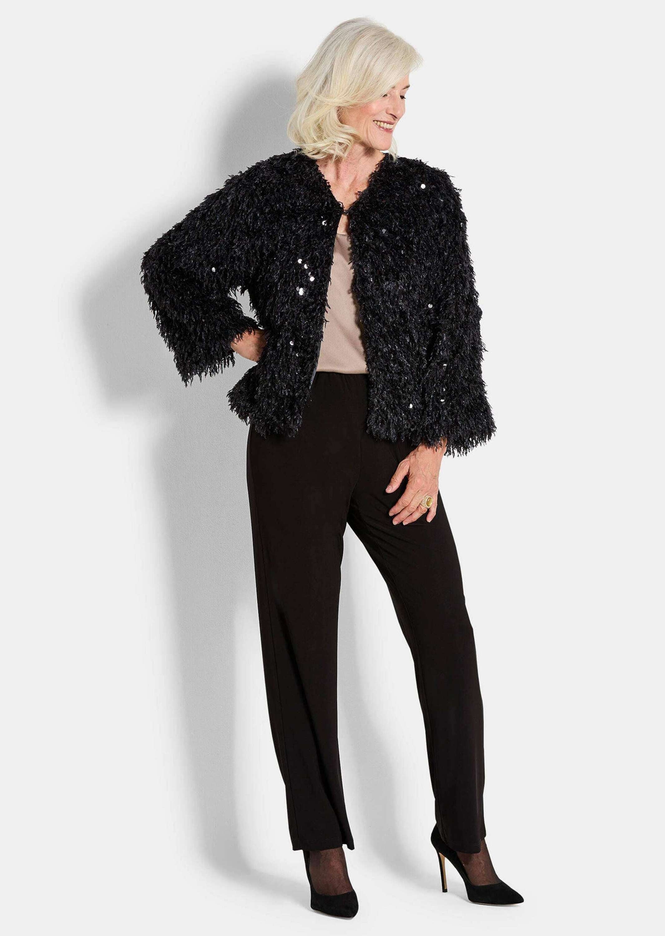 GOLDNER Kurzjacke »Jacke in Feder-Optik mit Pailletten«