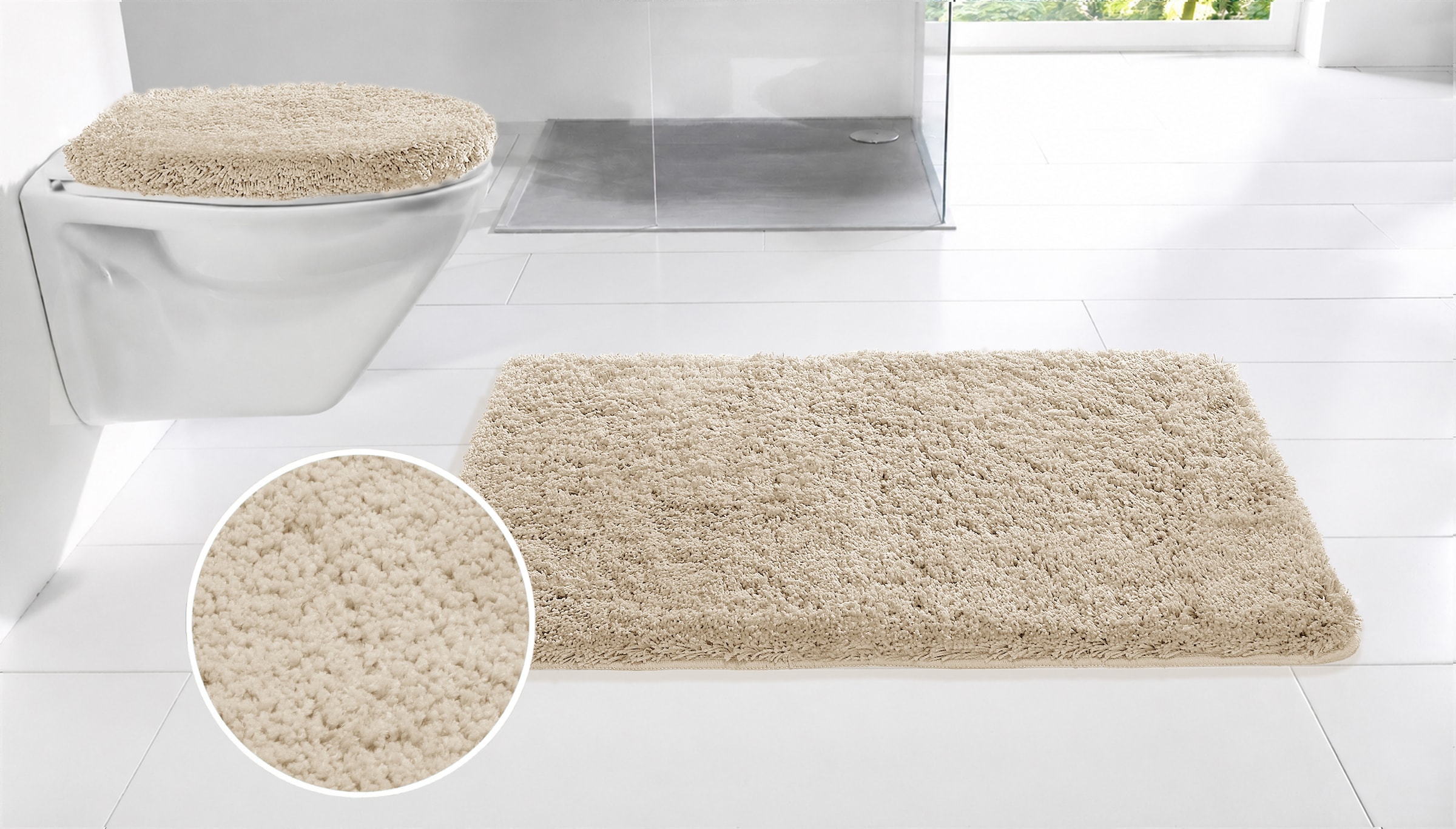 OTTO home Badematte »Sanremo Premium, Badvorleger, Badezimmer Teppich, Duschvorleger« Höhe 30 mm rutschhemmend beschichtet fußbodenheizungsgeeignet | schnell trocknend Badteppich, unifarben, rechteckig, rund & als 3-tlg. Set erhältlich