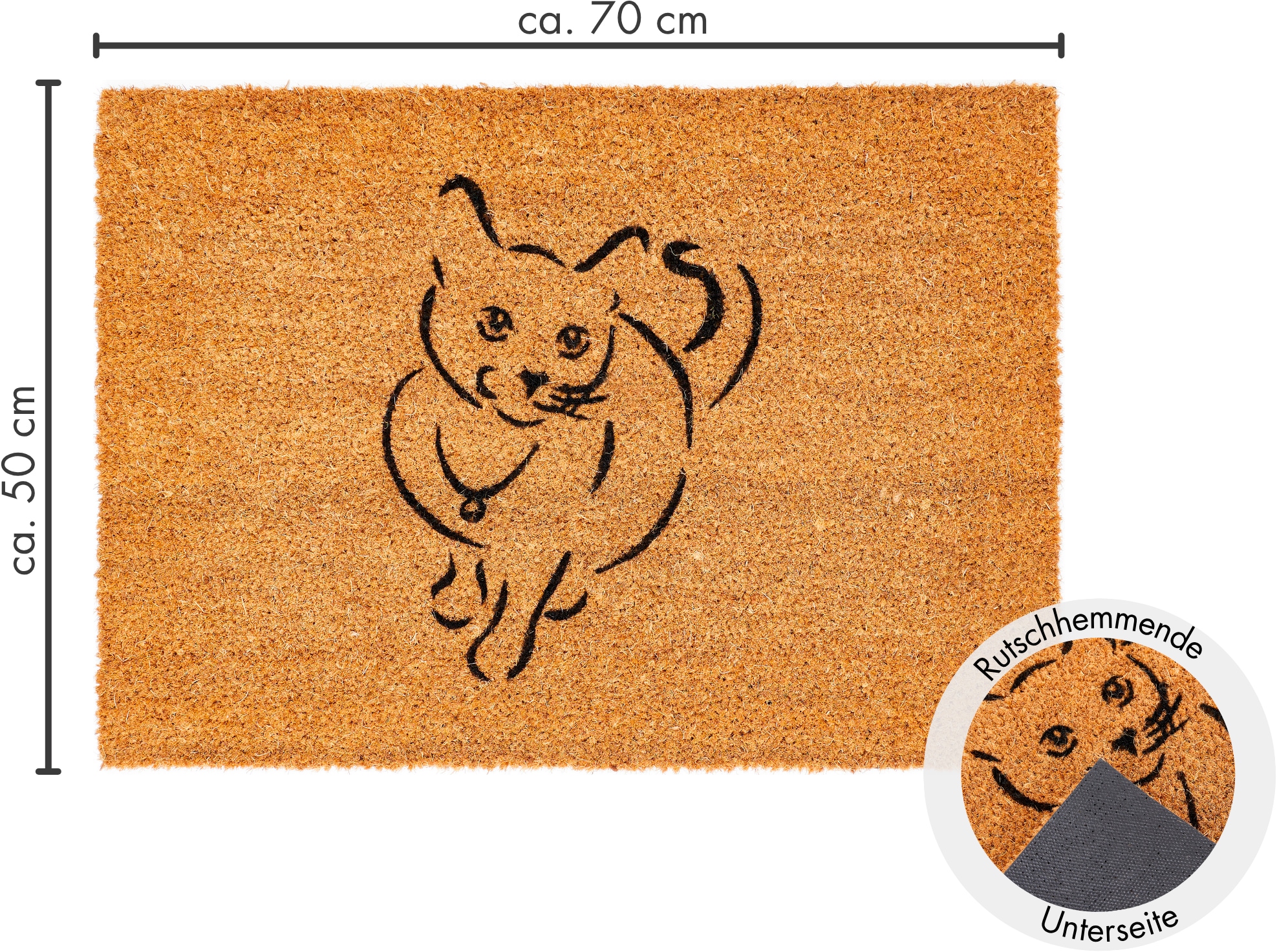Andiamo Fußmatte »Kokos«, rechteckig, 15 mm Höhe, Schmutzfangmatte, Kokosmatte, mit Spruch, Motiv Hund oder Katze
