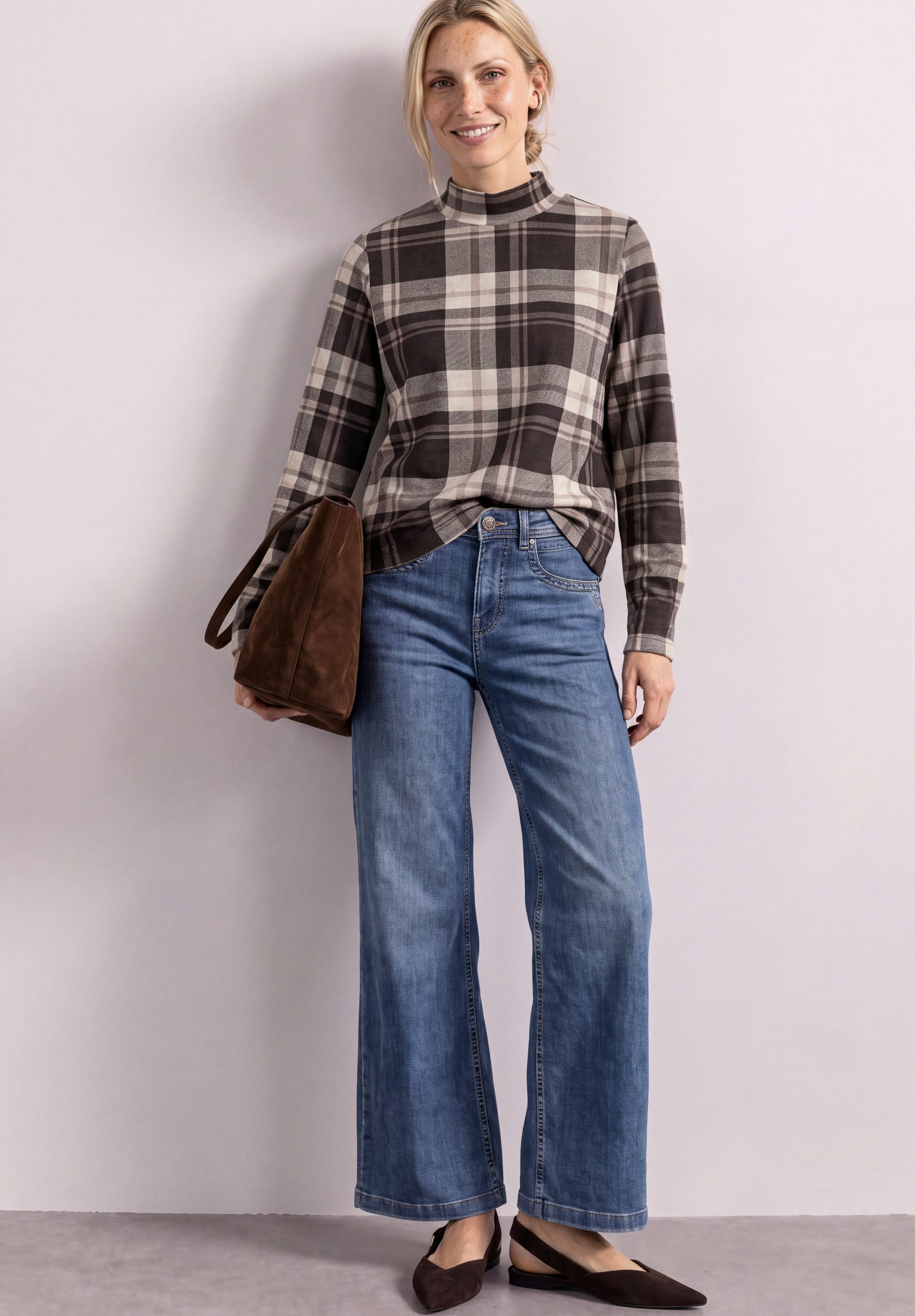 STREET ONE Langarmshirt mit Karomuster
