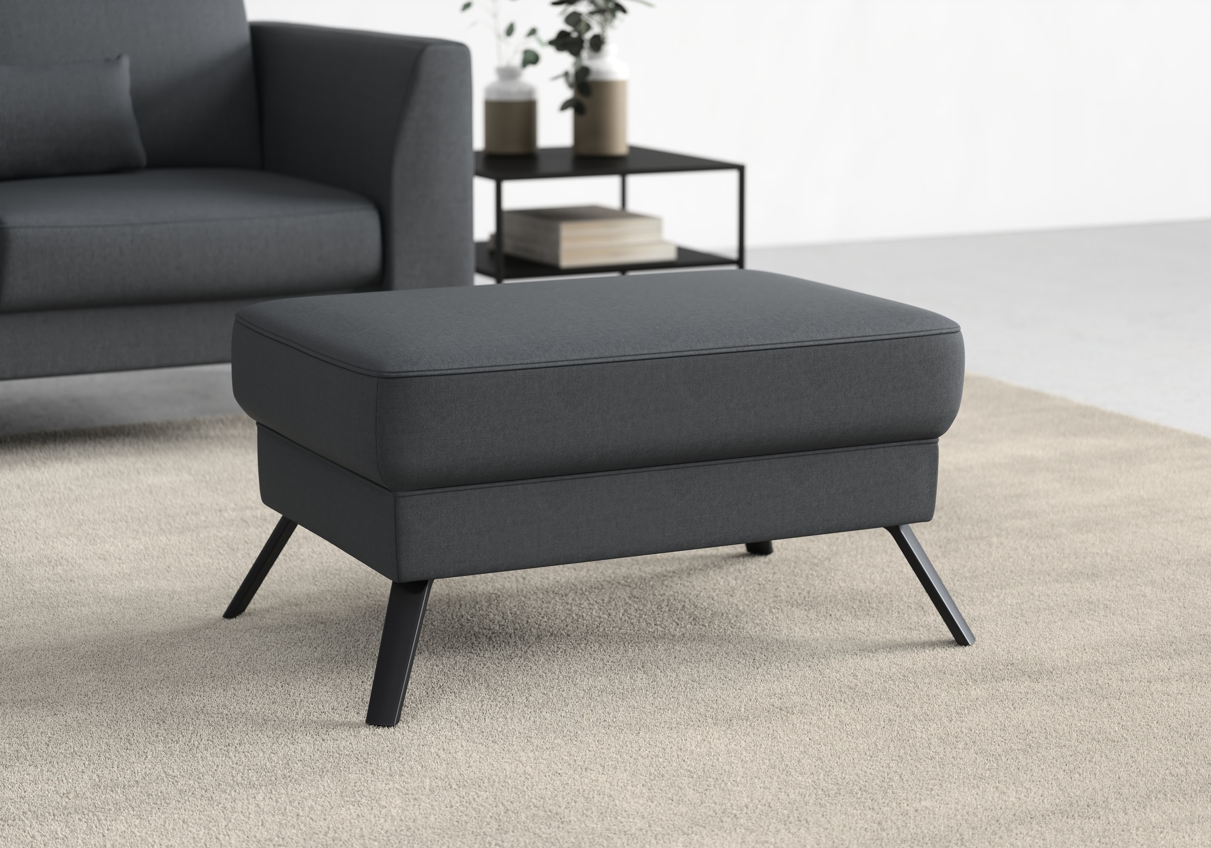 Hocker SIT & MORE "Lindholm", grau (dunkelgrau), B:89cm H:48cm T:59cm, Hocker, Hocker