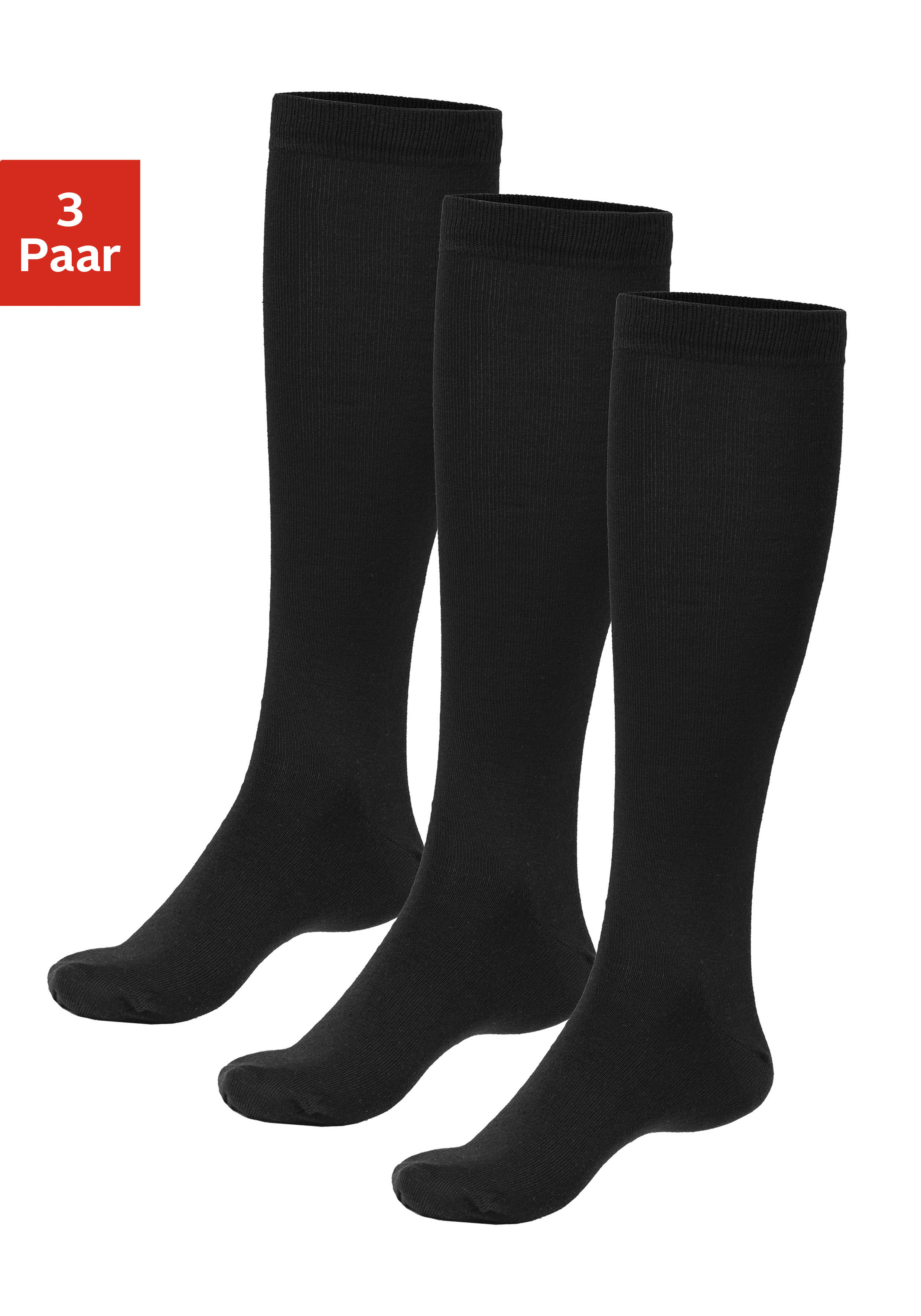 Bench. Kniestrümpfe "Herren Wollkniestrümpfe, uni, weicher Abschluss" Packung, 3 Stk. tlg. Herrenkniestrümpfe mit wärmender Wolle