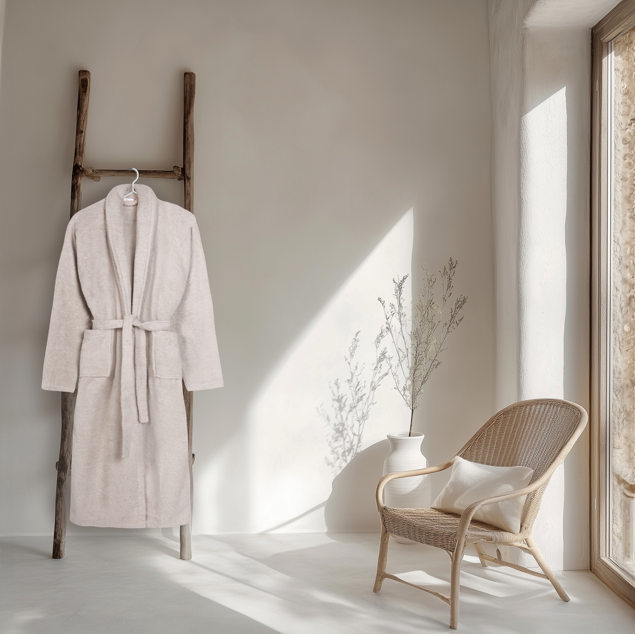 hip Bademantel »Hip Bathrobe uni«, (Packung, 1 St., 1x Bademantel), Schalkragen, Gürtel, Taschen, Damen & Herren, Velours, Glanz
