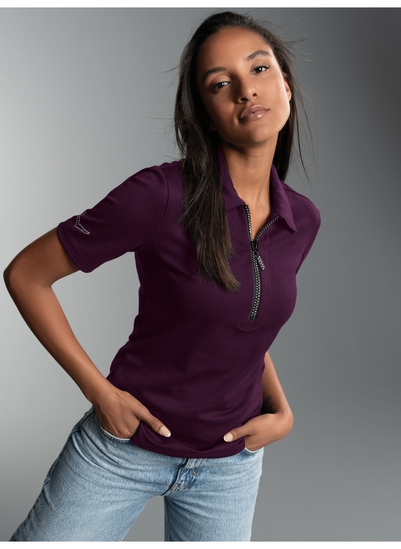 Trigema Poloshirt »TRIGEMA Slim Fit Poloshirt mit Kristallsteinen« 1