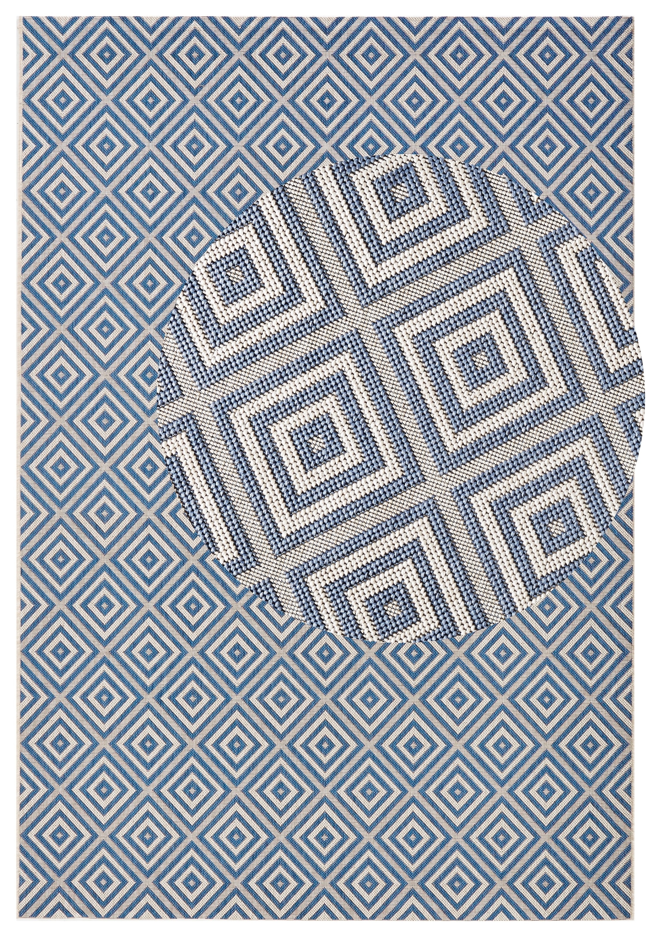 NORTHRUGS Teppich »Karo«, rechteckig, 8 mm Höhe, In- & Outdoor, Läufer, Wetterfest, Raute, Balkon, Garten, Flur