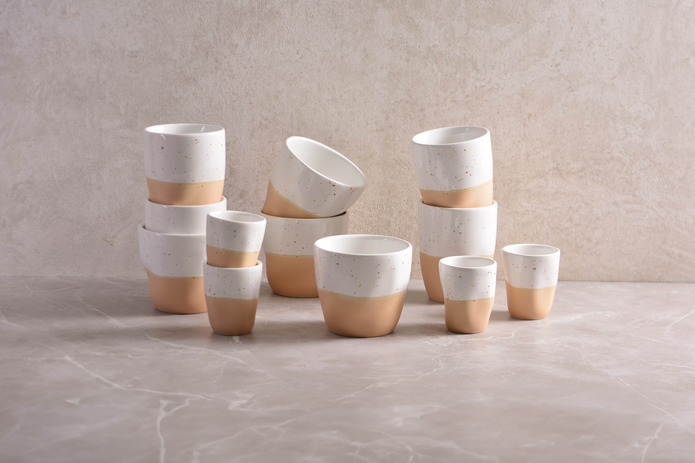 my home Becher »Teebecher, modernes Geschirr-Set Bruddesta, 4er Set«, (Set, 4 tlg.), hohe Haltbarkeit, spülmaschinengeeignet & mikrowellengeeignet, 350 ml