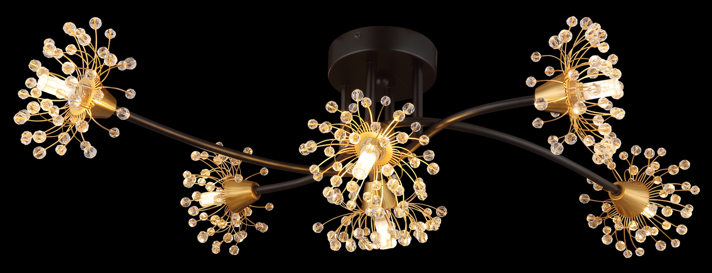 GLOBO LIGHTING Deckenleuchte »FIORE«, Leuchtmittel G9 | ohne Leuchtmittel, Deckenlampe/goldfarben/Acrylkristalle/Wohnzimmer/Schlafzimmer