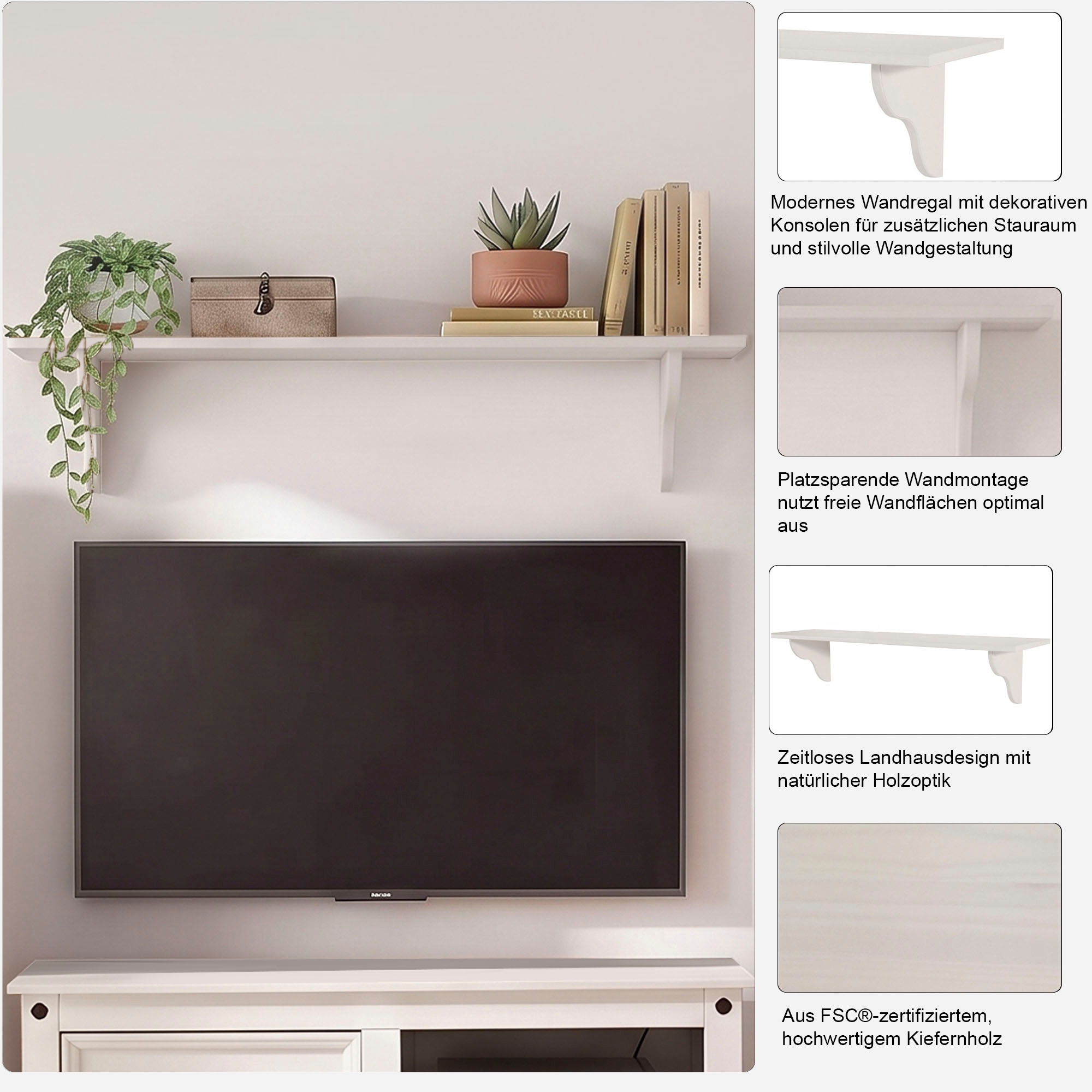 OTTO home Wandboard »Mexico« aus massivem Kiefernholz, in unterschiedlichen Farbvarianten