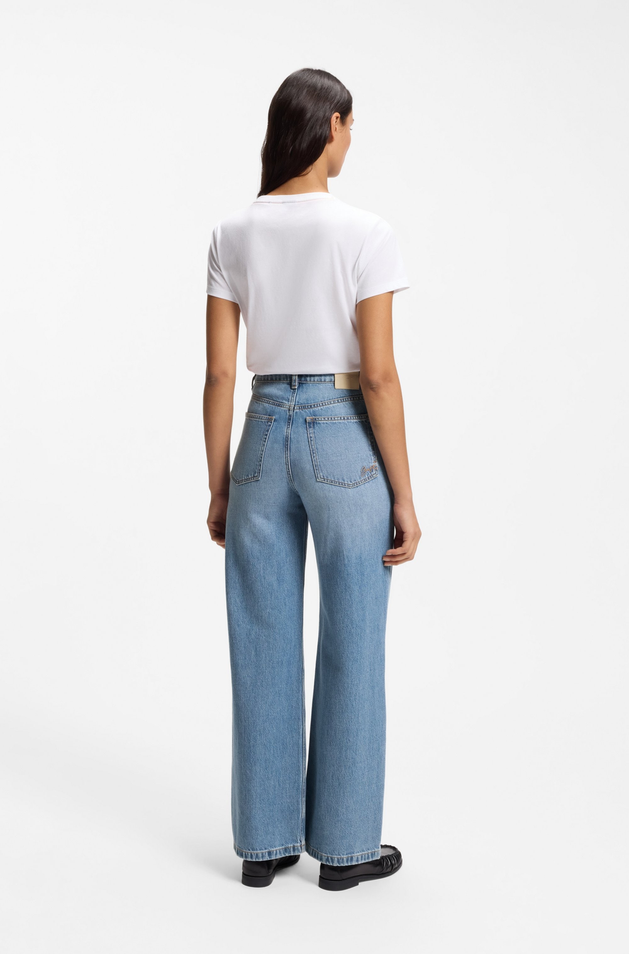 BOSS ORANGE Weite Jeans »MARLENE HR 12.0 Premium Damenmode« mit hohem Bund, Wide Leg