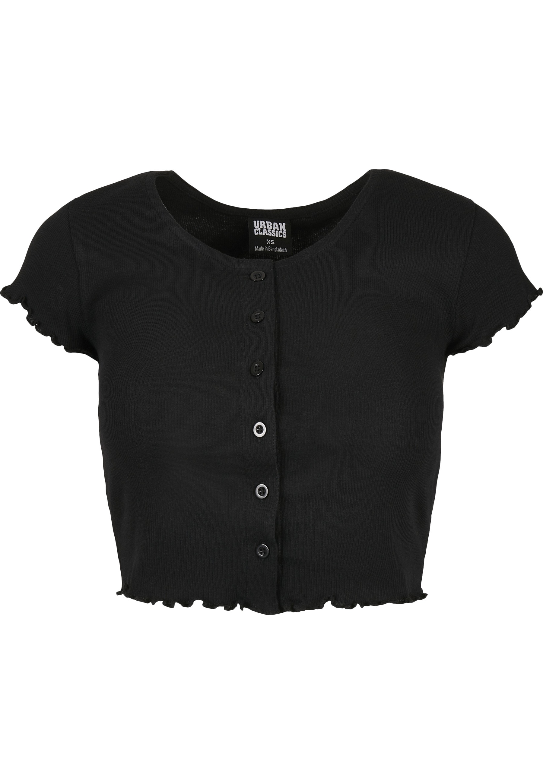 URBAN CLASSICS Kurzarmshirt "Urban Classics Damen Ladies Cropped Button Up günstig online kaufen