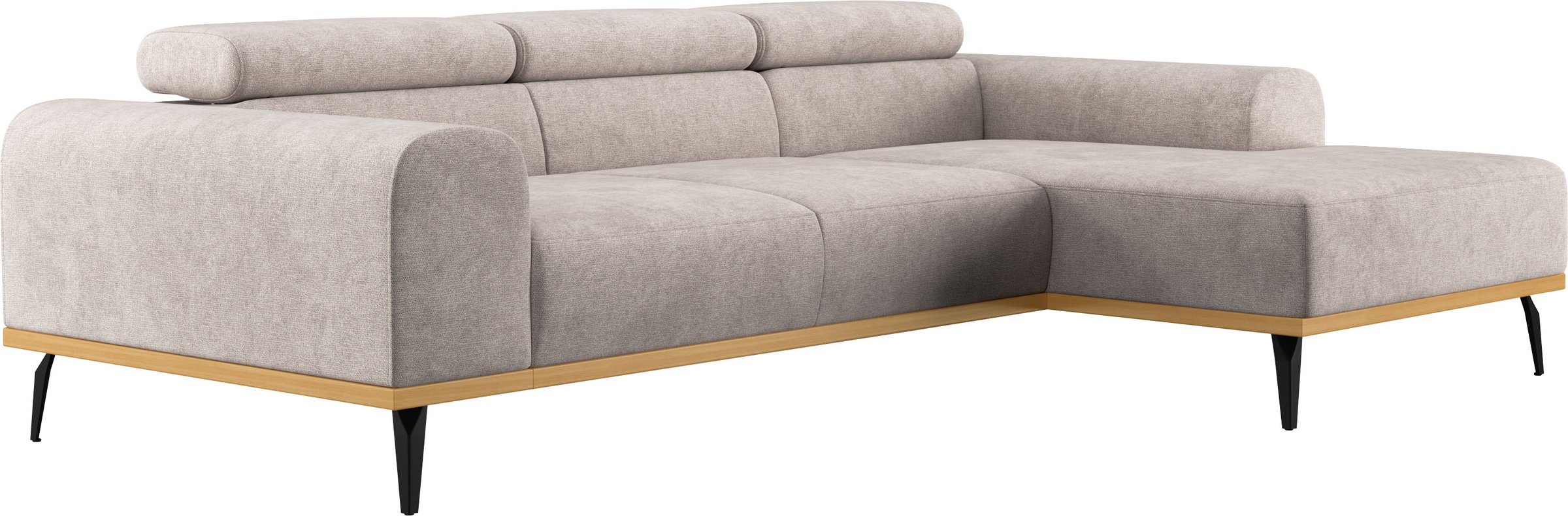Places of Style Ecksofa »Carlo L-Form«, mit Kopfteilverstellung & Holz-Rahmenoptik, optional Relaxfunktion