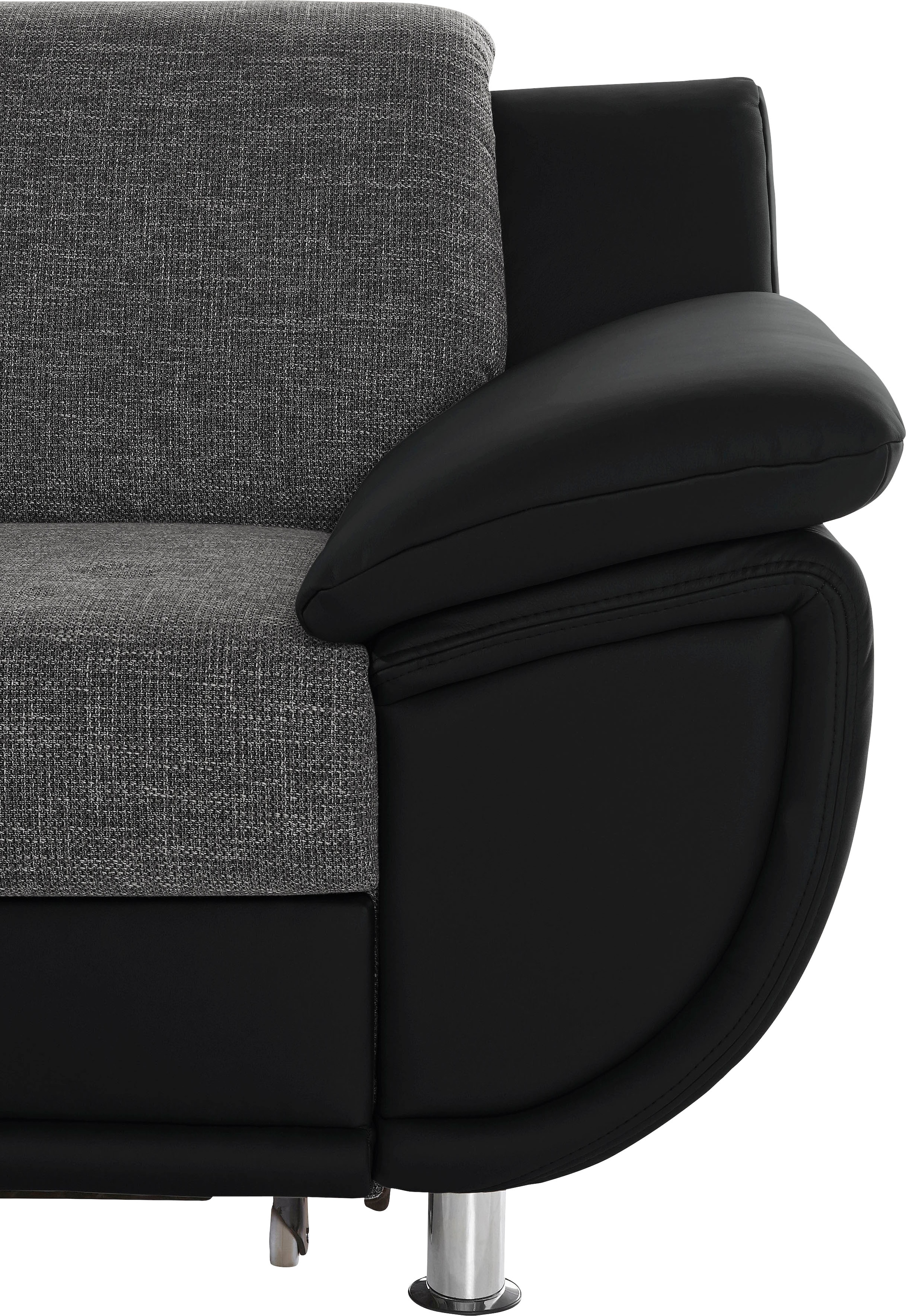 TRENDMANUFAKTUR Ecksofa »Rondo 3, zeitlos und bequem, Materialmix, breite Armlehnen, L-Form«, wahlweise mit Federkern für mehr Komfort, wahlweise mit Bettfunktion