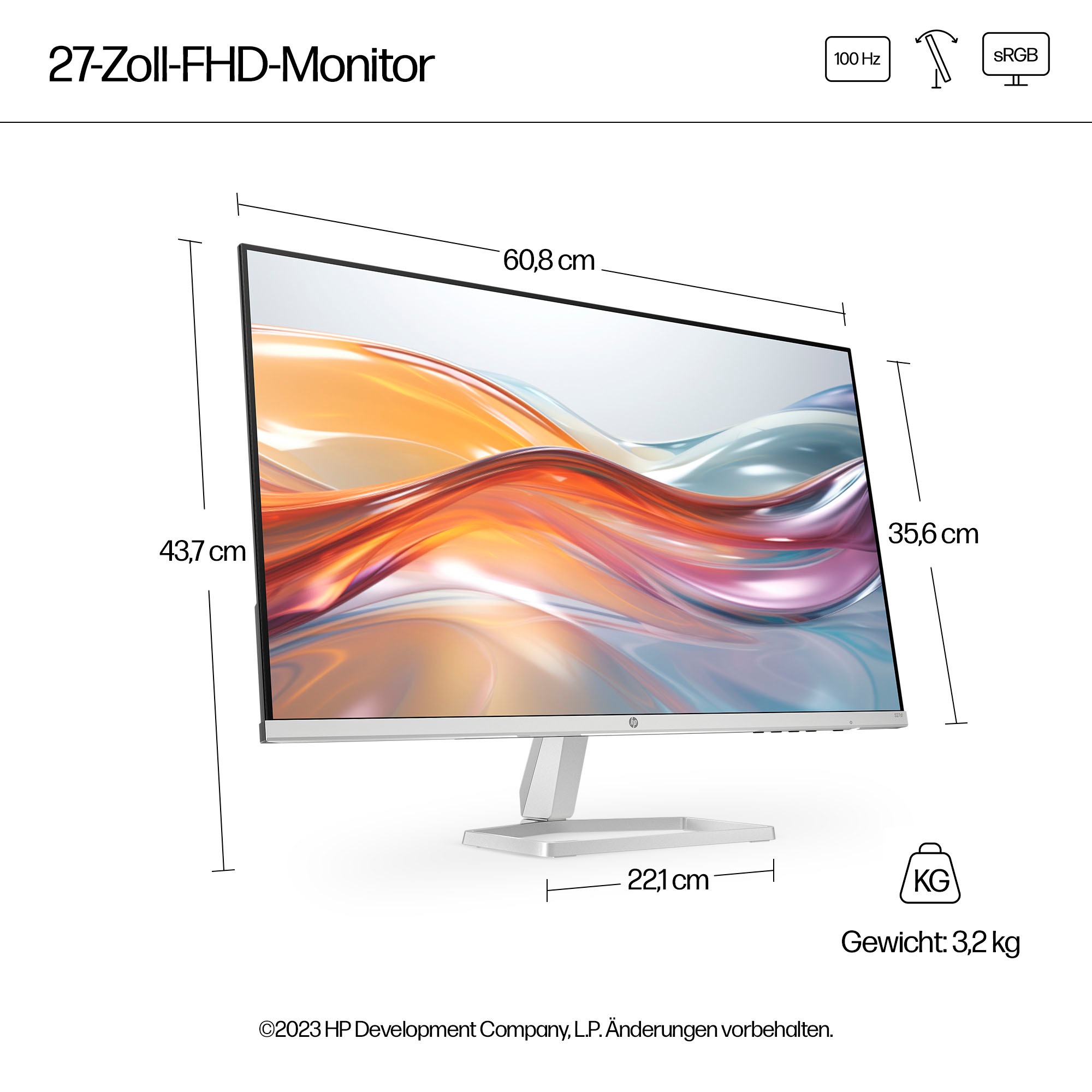 HP LED-Monitor »527sf (HSD-0173-K)«, 69 cm/27 Zoll, 1920 x 1080 px, Full HD, 5 ms Reaktionszeit, 100 Hz