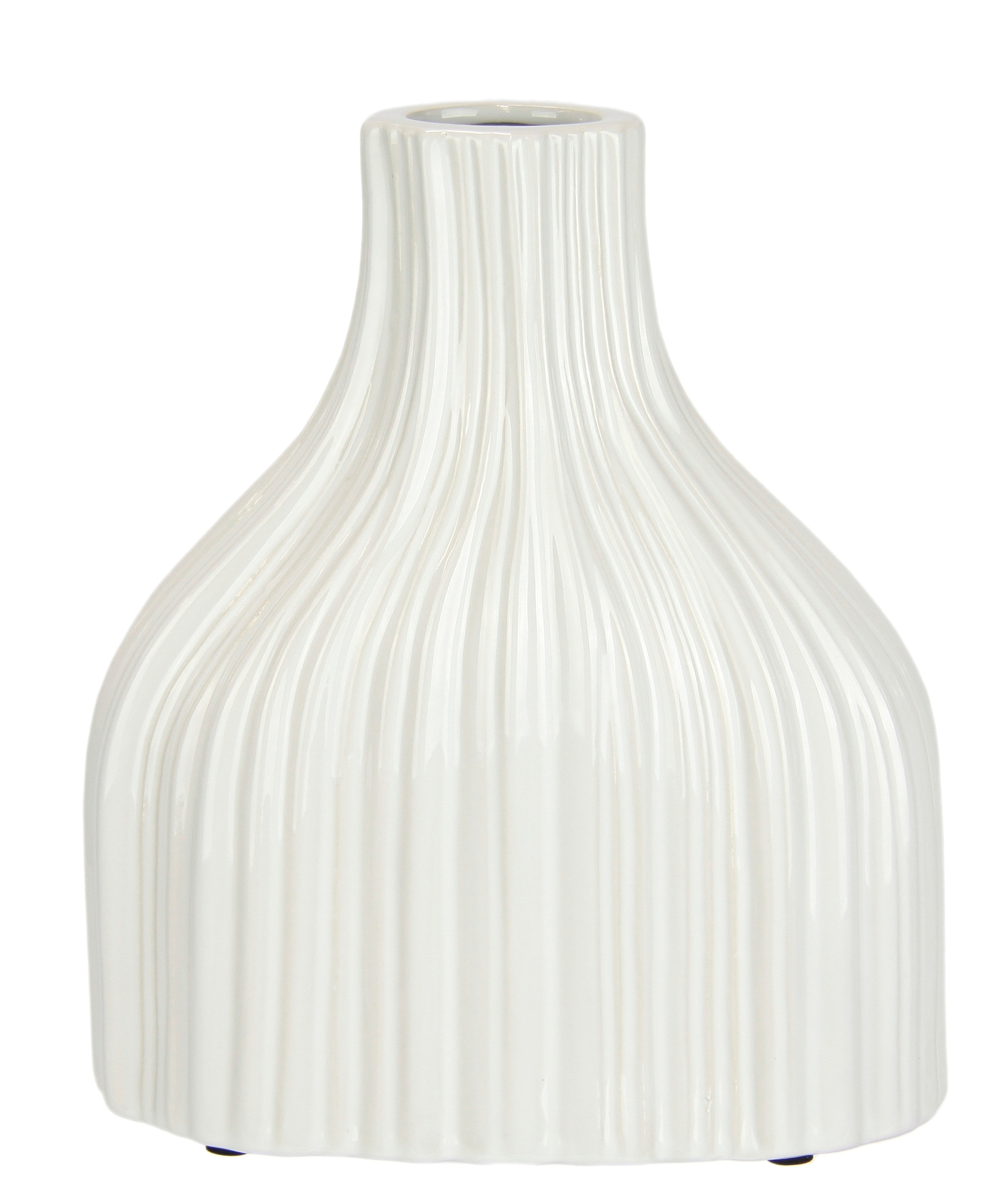 I.GE.A. Dekovase "Blumenvase aus Keramik, geriffelt, bauchig, glänzend, Ker günstig online kaufen