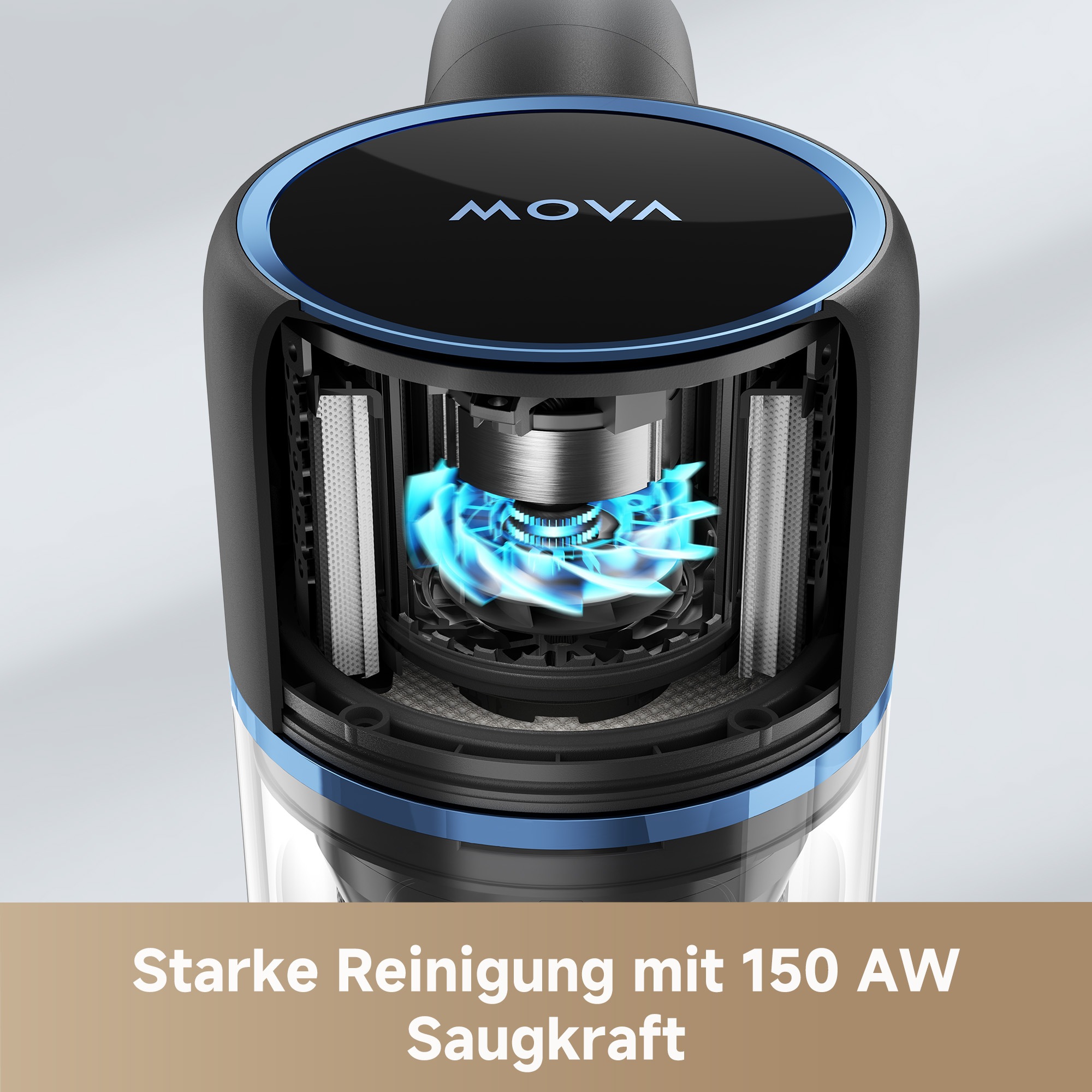 Mova Akku-Bodenstaubsauger »Mova S4 Detect, Kabelloser Vacuumsauger«, 20.000Pa Saugleistung/ Bürste mit LED-Leuchten/ Vielseitige Aufsätze