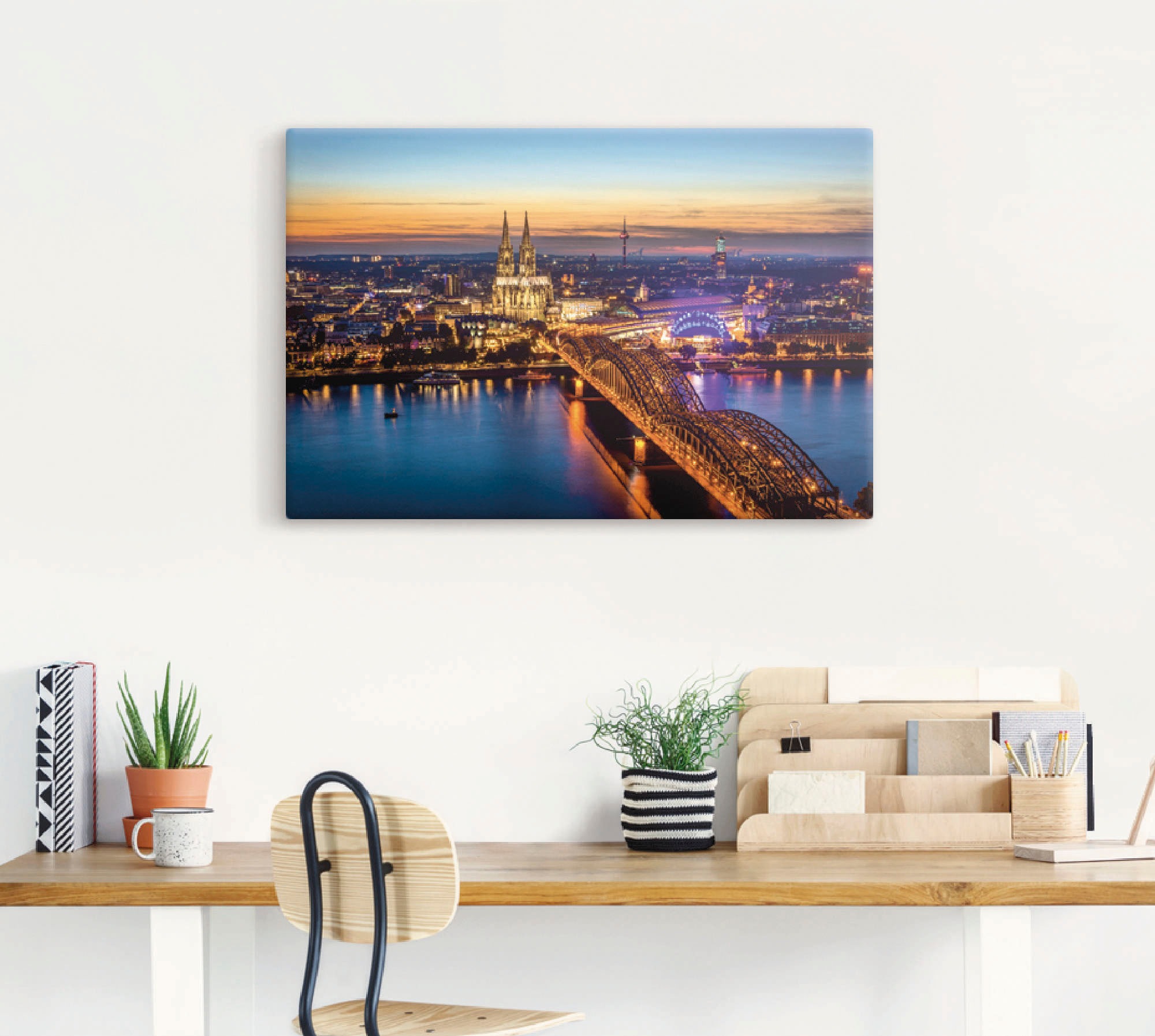 Artland Leinwandbild "Erleuchtetes Köln von oben" Deutschland 1 Stk. tlg. a günstig online kaufen