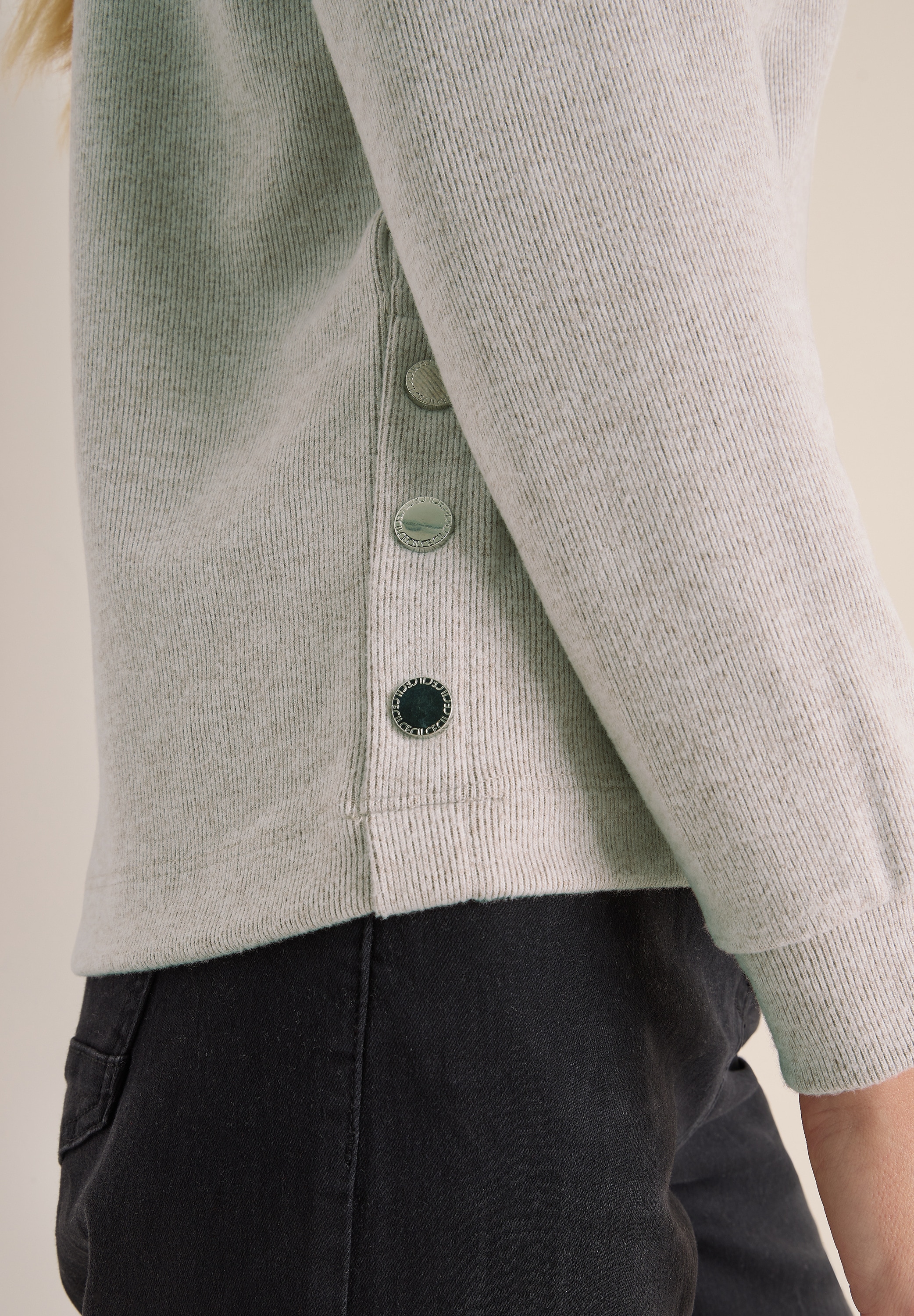 CECIL Damen Strickpullovertoffee cream melange, Gr. XL, unifarben, Strick, Obermaterial: 59% Viskose, 37% Polyester, 4% Elasthan, Pullover, mit