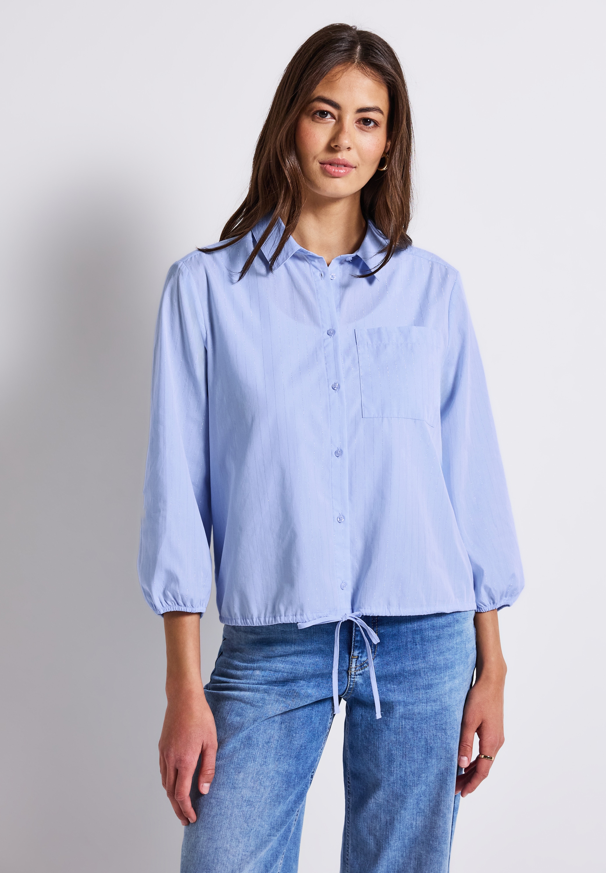 STREET ONE Hemdbluse aus elastischem Materialmix günstig online kaufen