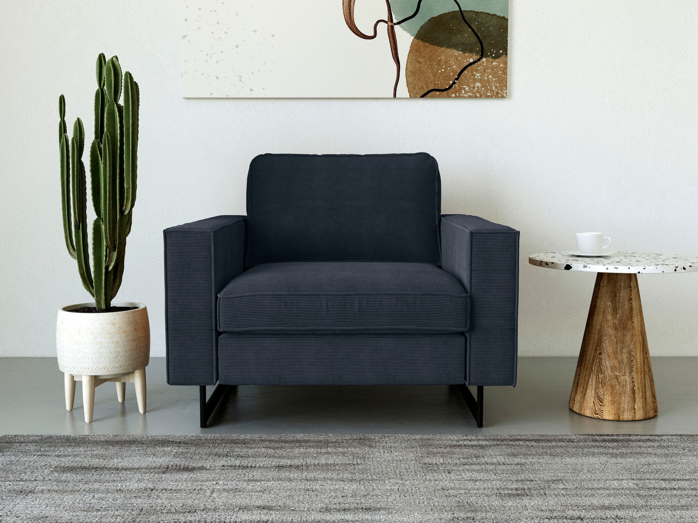 Places of Style Loveseat "Pinto 105 cm, Cord, Chenille, Lederoptik", mit Ke günstig online kaufen