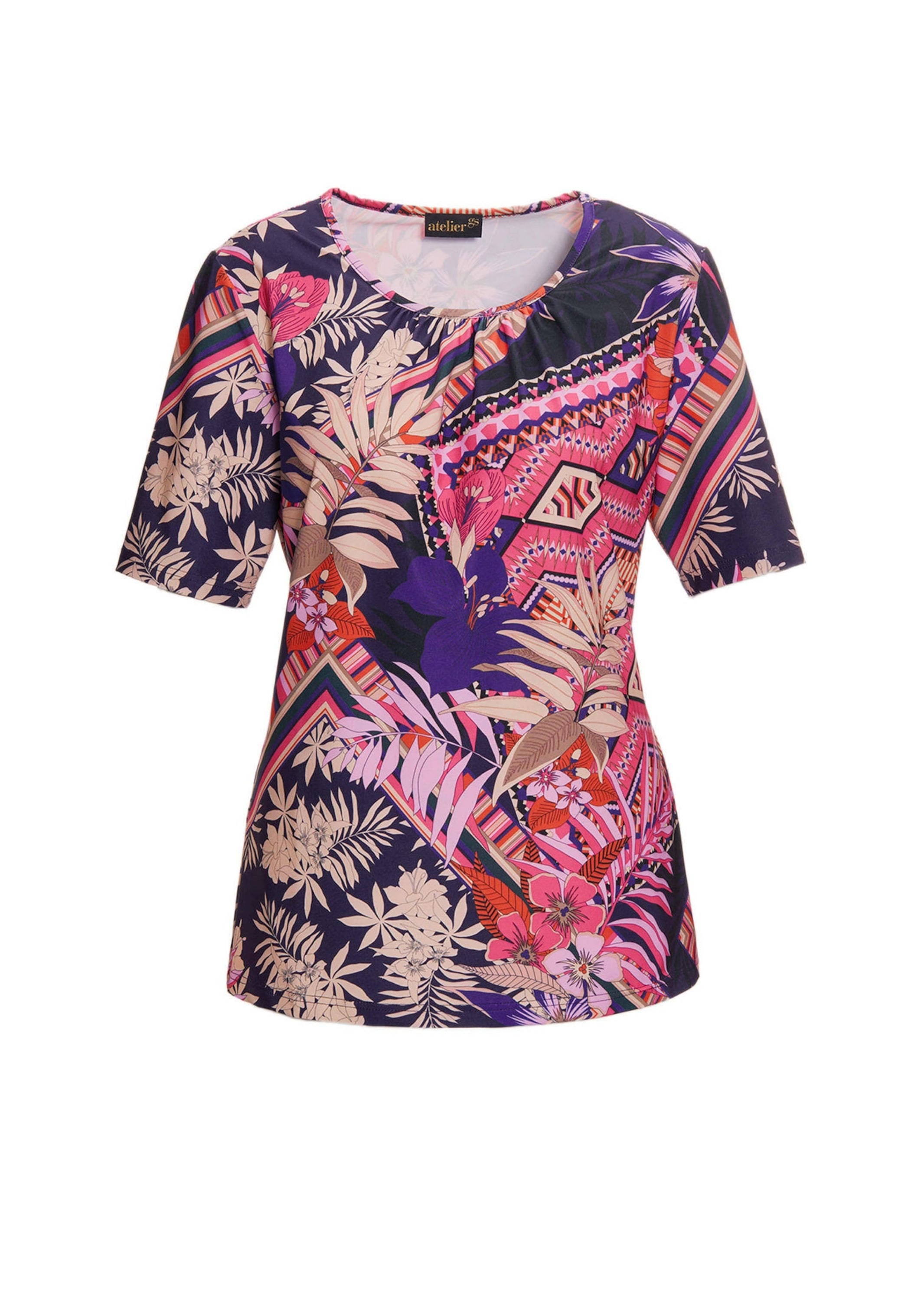 GOLDNER Print-Shirt "Kurzgröße Stretchbequemes Shirt mit extravagantem Druck" Ohne