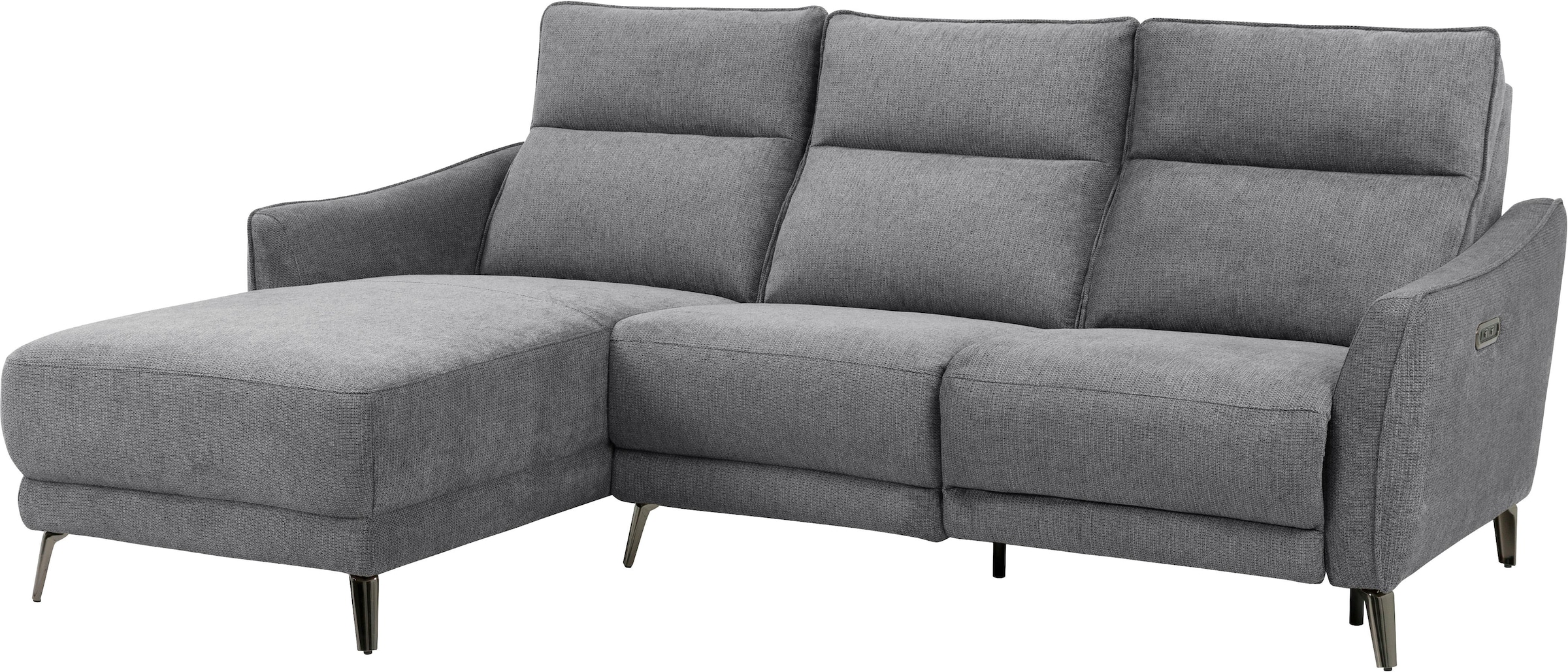 INOSIGN Ecksofa »TAYLER 3-Sitzer, L-Form (Breite 239cm), elektr. Relaxfunktion, USB A/C«, und Recamiere, Liegefunktion durch Recliner, Federkernpolsterung