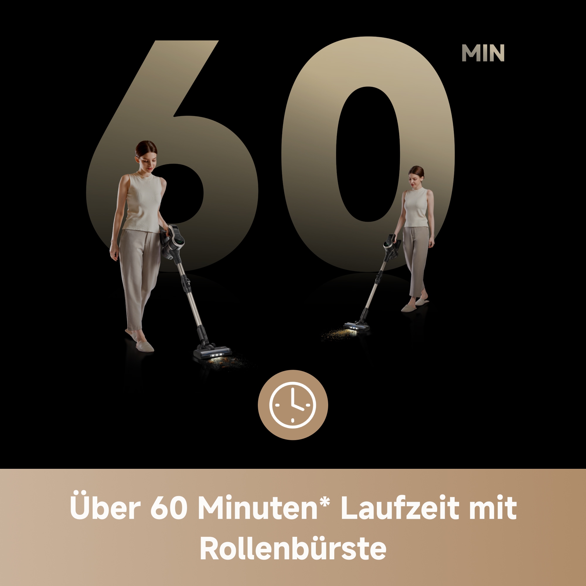 Mova Akku-Stielstaubsauger »S2; 25.000Pa Saugkraft,«, flexibles Faltrohr, vielseitige Aufsätze, Laufzeit bis 60 Min
