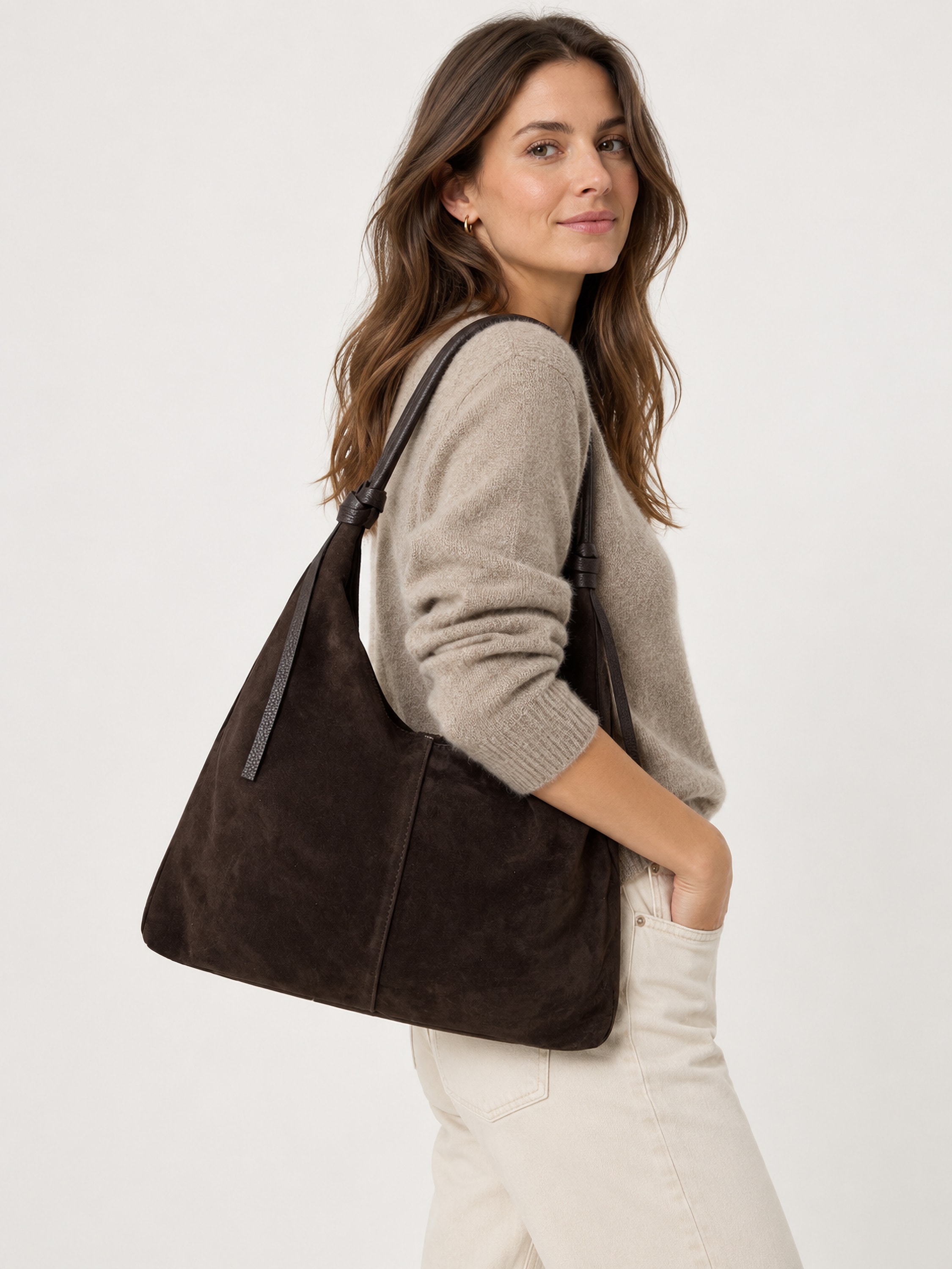 COLLEZIONE ALESSANDRO Schultertasche »XL Wildleder« Weiches Wildleder, großzügige Hobo-Form