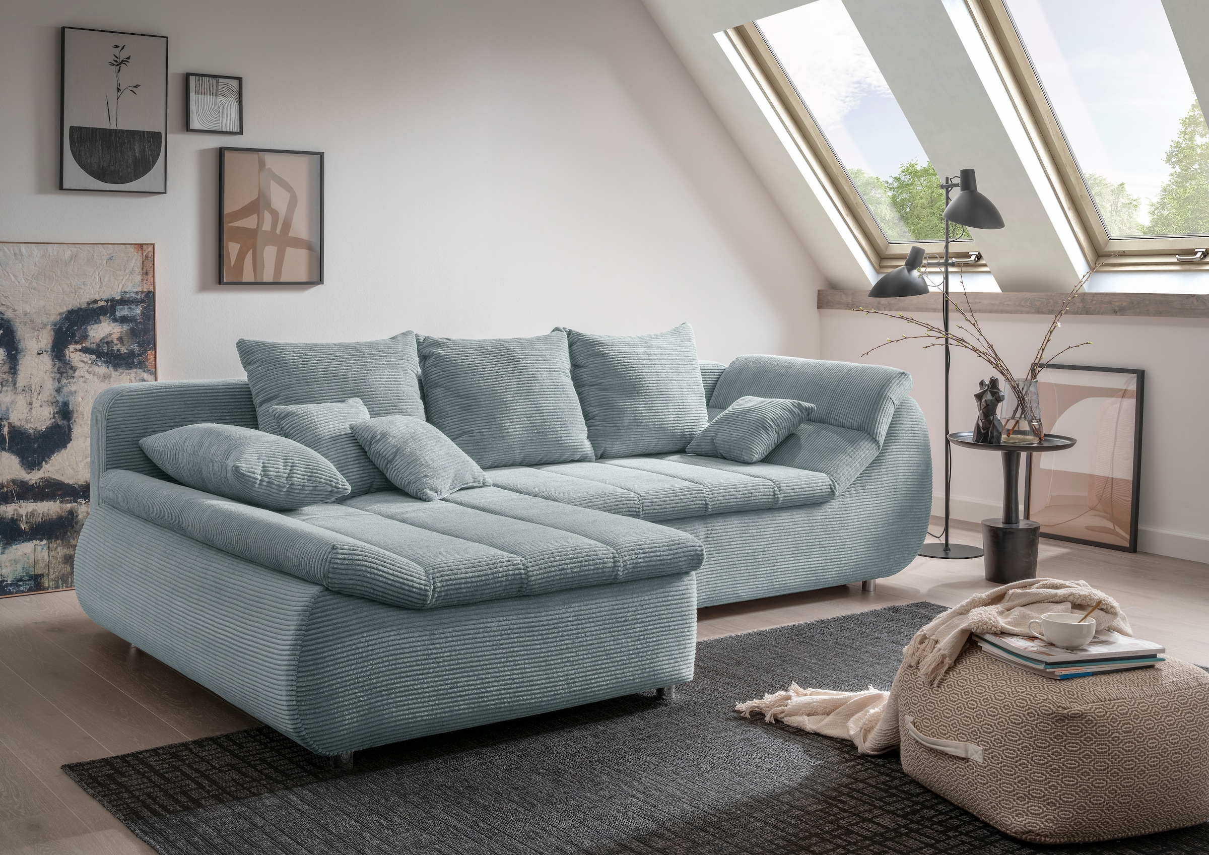 Home affaire Ecksofa "Imola, bequem, aktuelle Steppung im Sitz, L-Form, Breite 270cm" wahlweise mit Bettfunktion