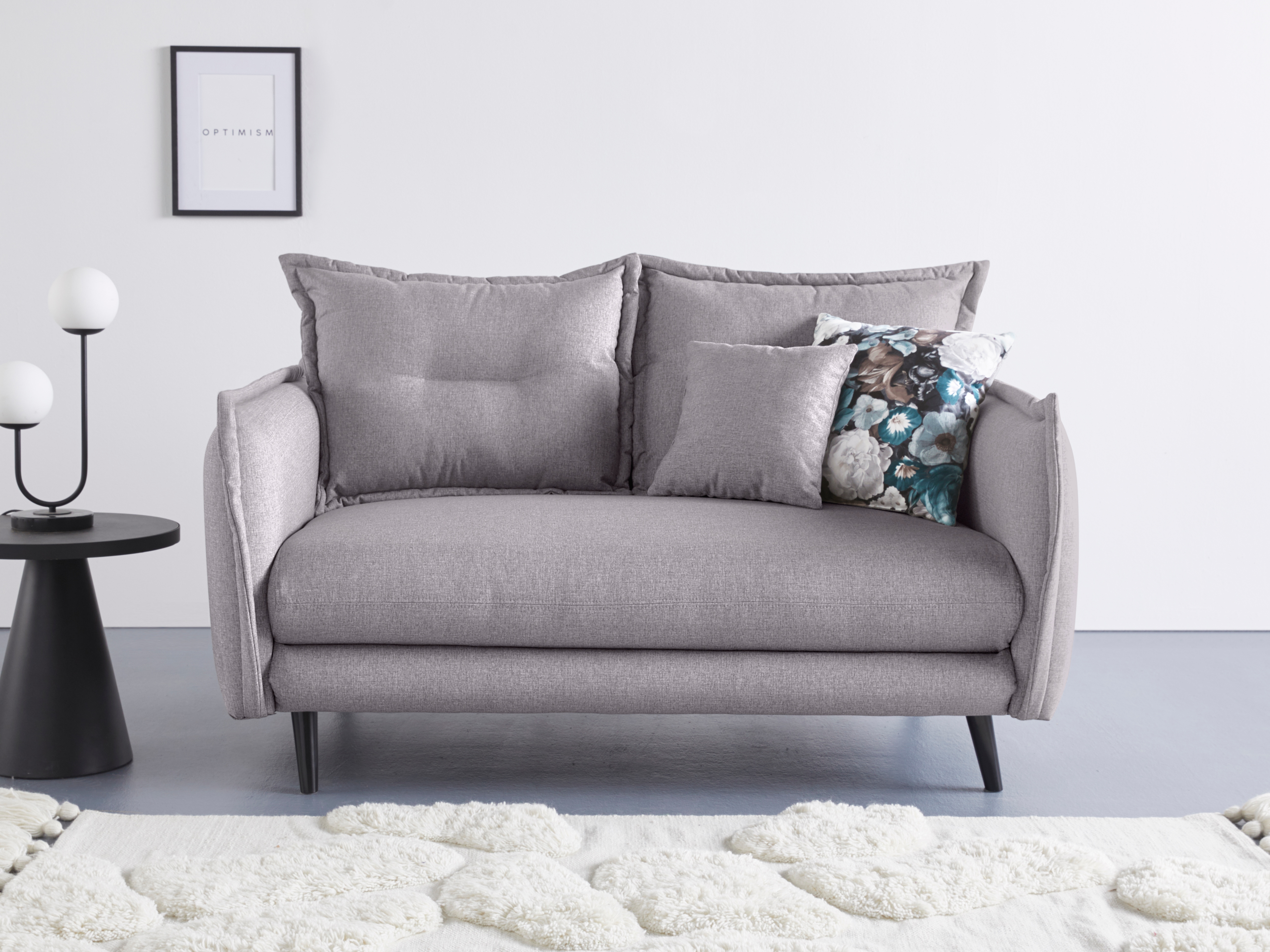 Home affaire 2-Sitzer "Levke, 162 cm breit, modern und bequem" Struktur fein, inkl. Rücken- und Zierkissen